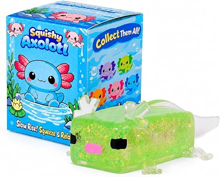 Axolotl Squishy Stress Ball, Soft TPR Slow Rising Squeeze Toy, Cute Axolotl Fidget Toy for Stress Relief, Anxiety Calming Sensory Toy for Kids AdultsGreen