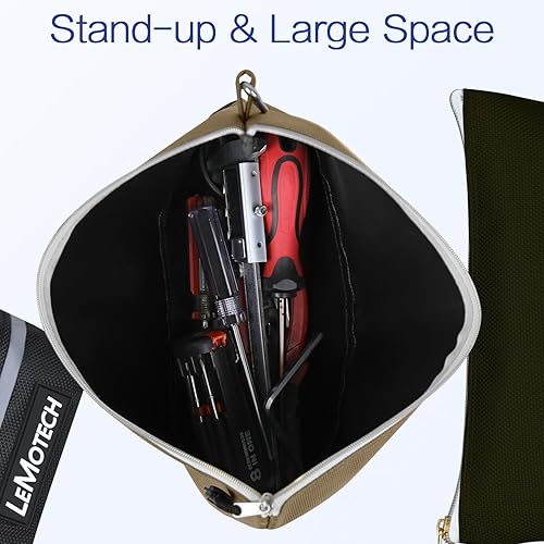 Miniatura 5 de LeMotech Bolsas de herramientas con cremallera, bolsas de herramientas pequeñas resistentes al agua, bolsa de utilidad Oxford 1680D para