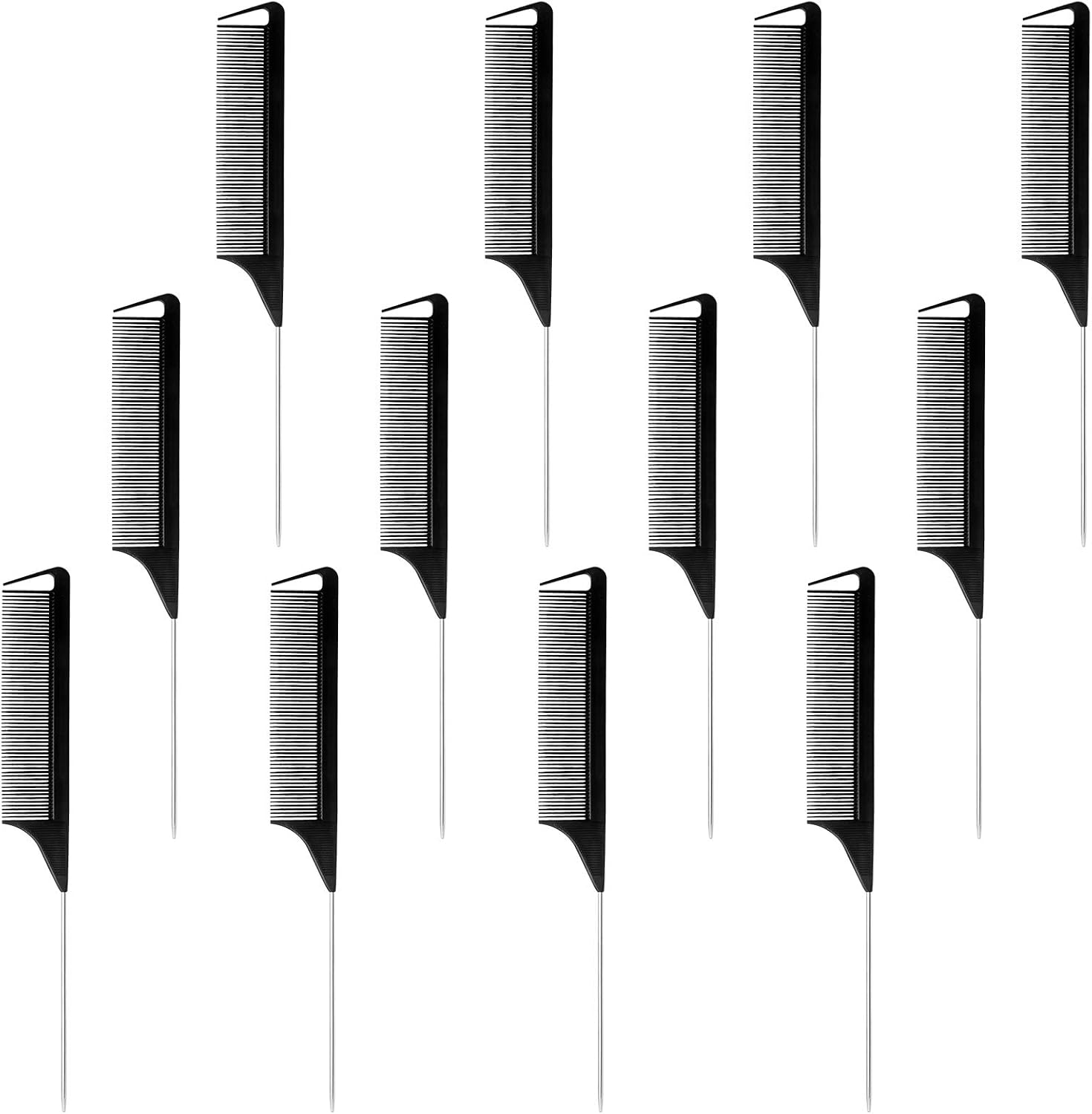 Haisheng 12PCS Hairdressing Combs Set, Black Anti-Static Tail Comb, Salon Hairdressing Comb Tail Comb Set for Women Men Barber