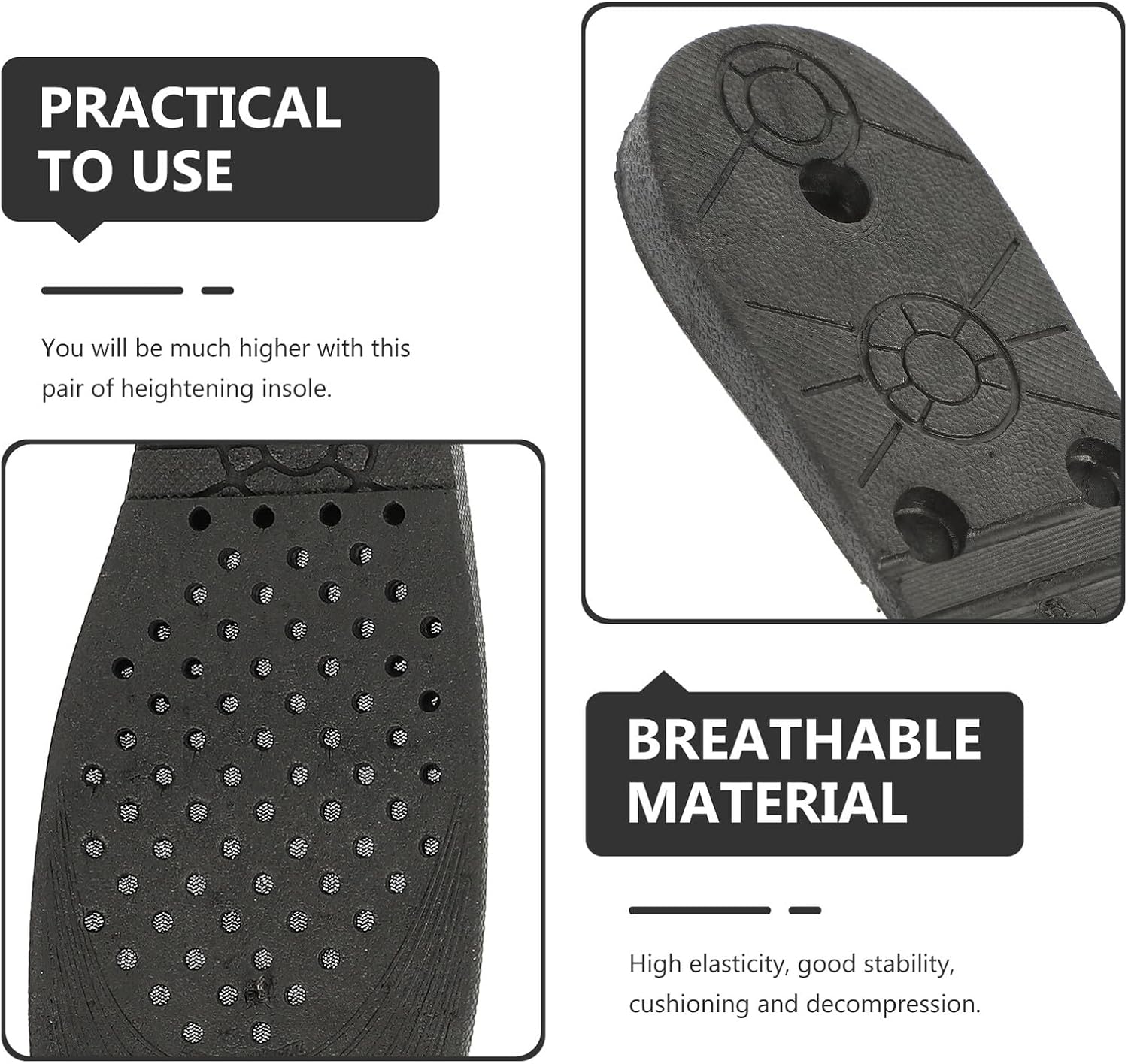 Height Increase Insoles Shoe Lifts 2pcs Breathable Five-Layer Cushioning Inserts for Men and Women Heel Lift Pads for Foot Comfort and Posture Support