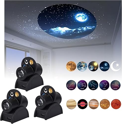Miniatura 9 de Mini lámpara de proyector de estrellas, proyector de galaxia para mesita de noche, lámpara LED de proyección de cielo estrellado, luz nocturna de
