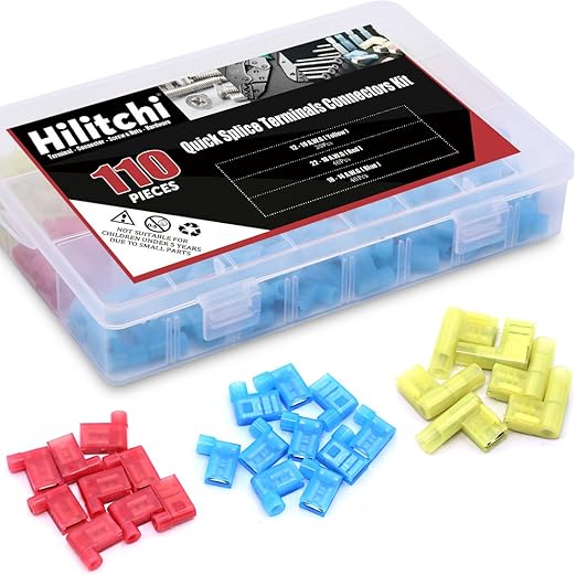 Hilitchi 110pcs 2218 1814 1210 Gauge Nylon Flag Spade Female Insulated Quick