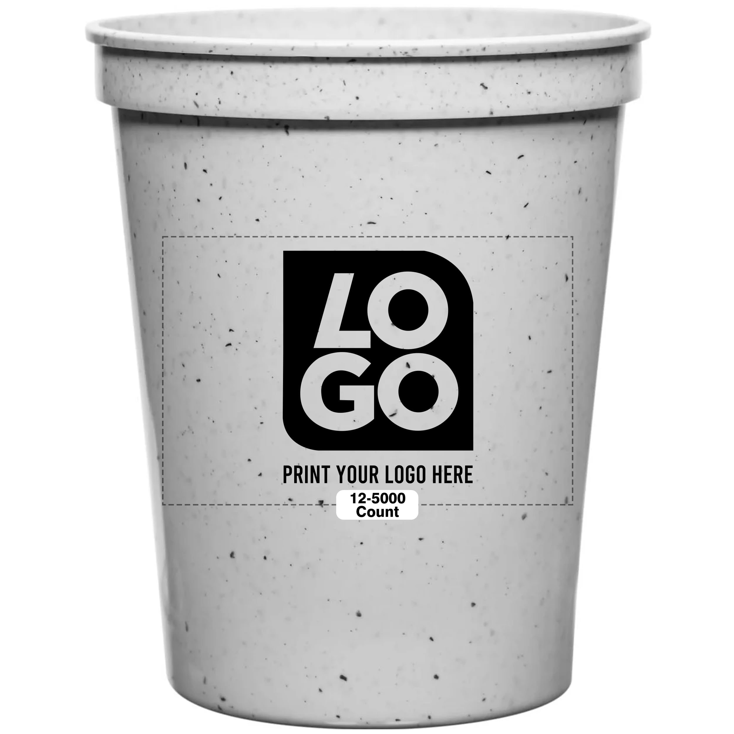 12 PCS One Color Print Custom 16 oz Stadium Cups, Reusable Party Cups For Birthday, Wedding, Events, Brand Promotion or Bbq Picnics (Granite)