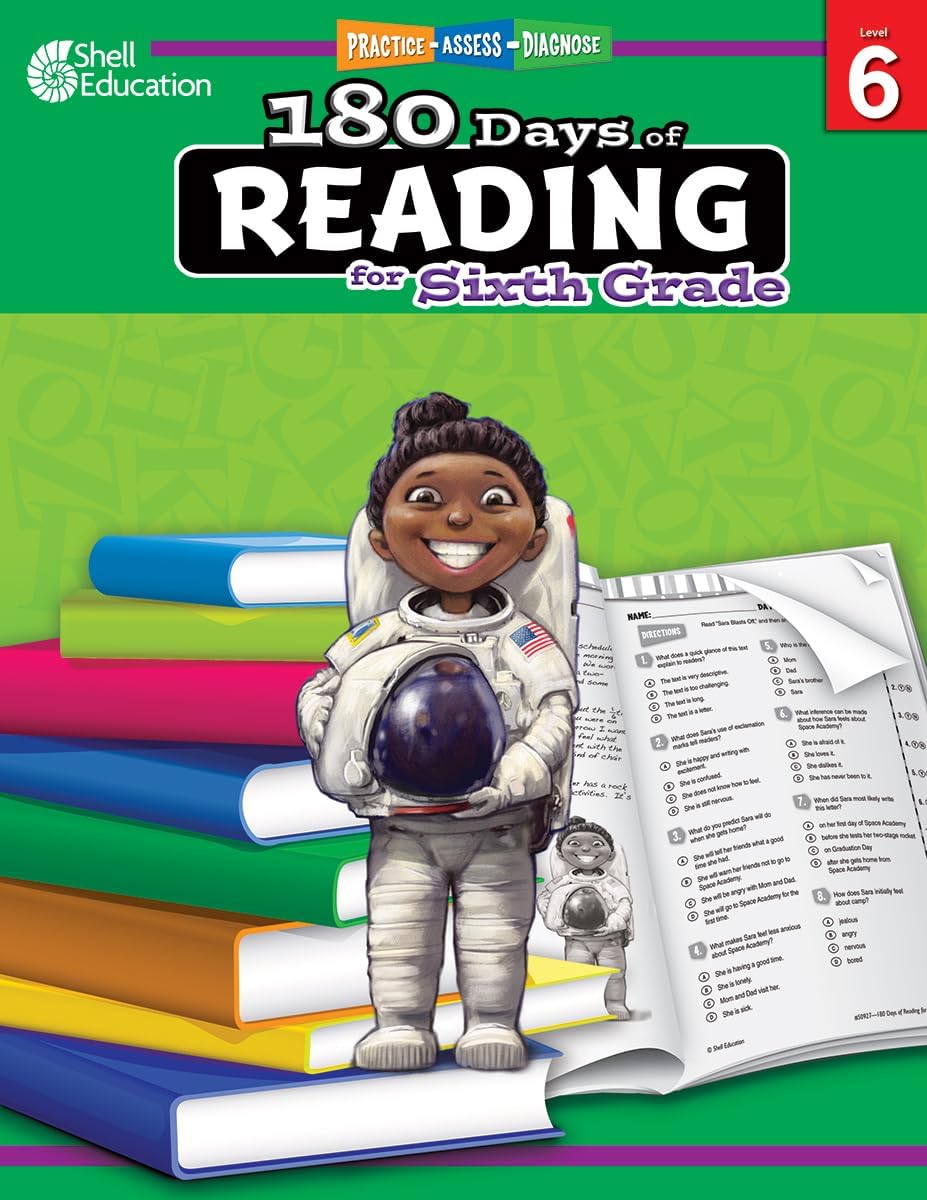 180 Days of Reading: Grade 6 - Daily Reading Workbook for Classroom and Home, Reading Comprehension and Phonics Practice, School Level Activities Created by Teachers to Master Challenging Concepts