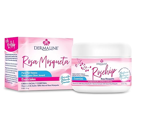 DERMALINE - Crema de aceite de rosa mosqueta 100% natural con vitamina E 2 onzas