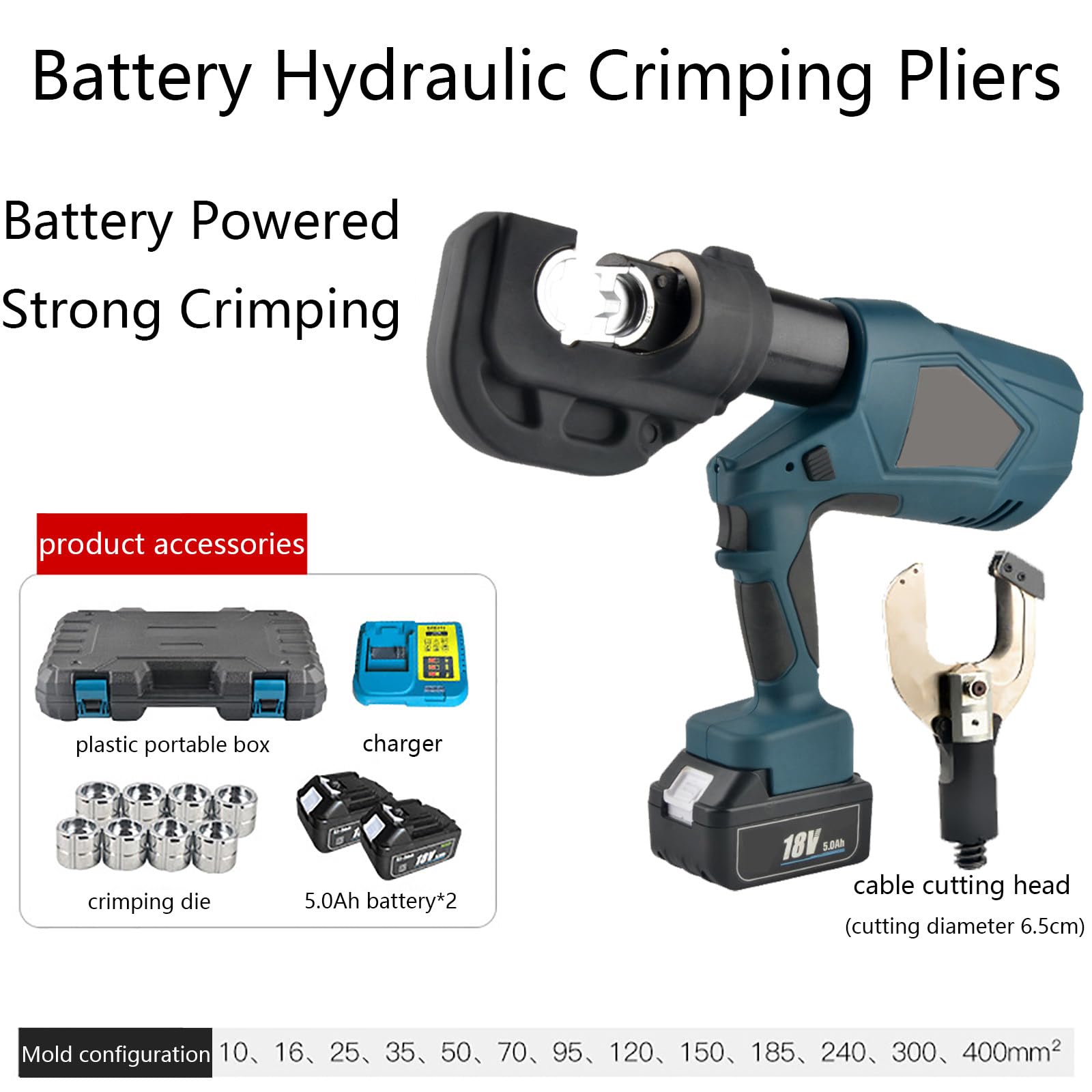 Hydrauliczne szczypce do zaciskania akumulatorowe narzędzie do zaciskania elektryczne hydrauliczne szczypce zaciskowe narzędzie z 13 matrycami, zaciskami i ścinaniem 2 w 1 elektryczne szczypce