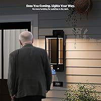 Vista 5 de Lámpara de pared para exteriores, con sensor de movimiento, luz de porche para casa, lámpara LED moderna de 15 pulgadas, color negro, linterna