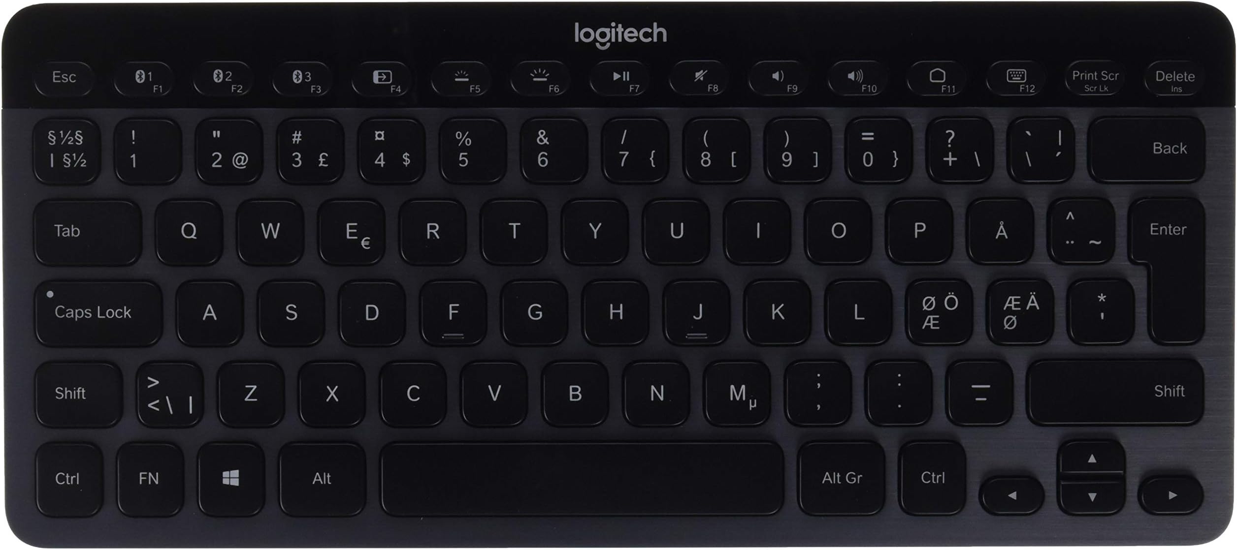 Logitech K810 Illuminated Wireless Keyboard, Wireless Bluetooth, Multi-Device, Laser-Etched Backlit Keys, USB Rechargeable, Compact, PC/Mac/Laptop/Smartphone/iPad/Tablet, QWERTY Scandinavian Layout