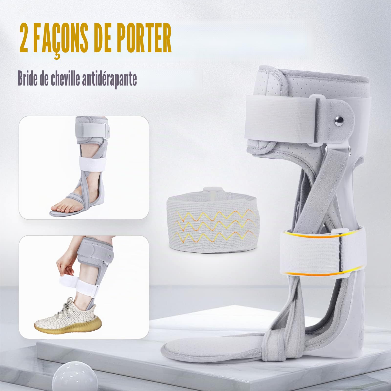 AFO Orthèse de pied tombante avec chaussure pour accident vasculaire cérébral et hémiplégie pour homme et femme (taille M, droite)