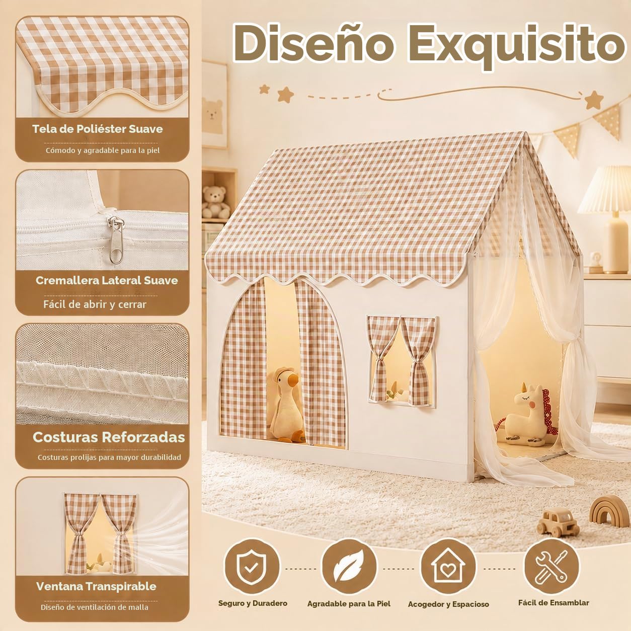 Tienda de Campaña Infantil, Tienda de Campaña de Princesa, Infantil Tela de Juegos, Tienda de Princesa Castillo, Casa de Juegos para Interiores y Exteriores, Tienda para Niños Niñas