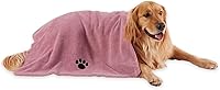 Bone Dry X-Large Microfiber Pet Grooming Towel 41x23.5" Absorbent Fast-Drying Embroidered Rose for Dogs & Cats