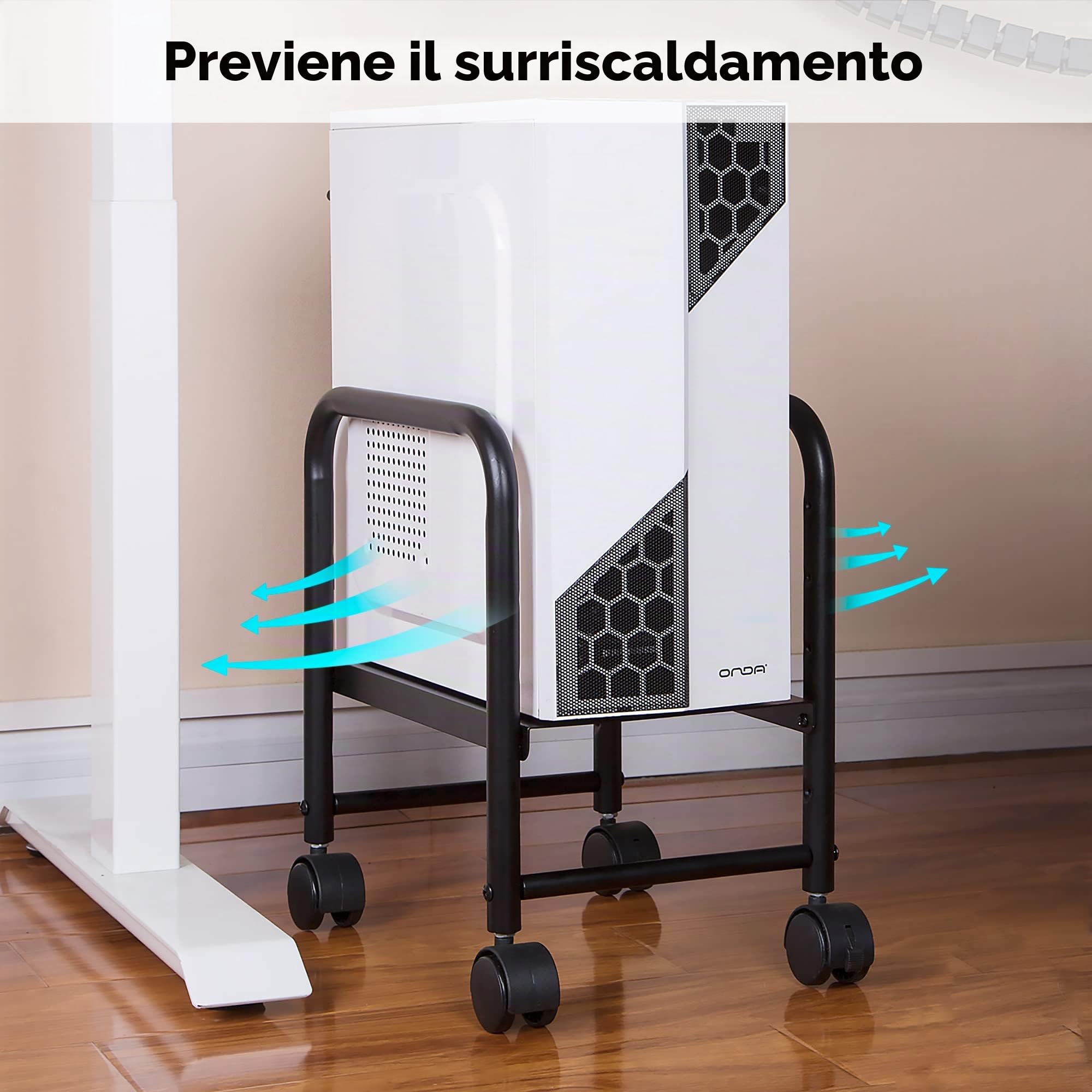 EUREKA ERGONOMIC Altezza Regolabile Torre Del Computer Stand, Acciaio Nero Case CPU Supporto Mobile Rotolo Carrello con Ruote, PC Gaming Computer Desk Accessori