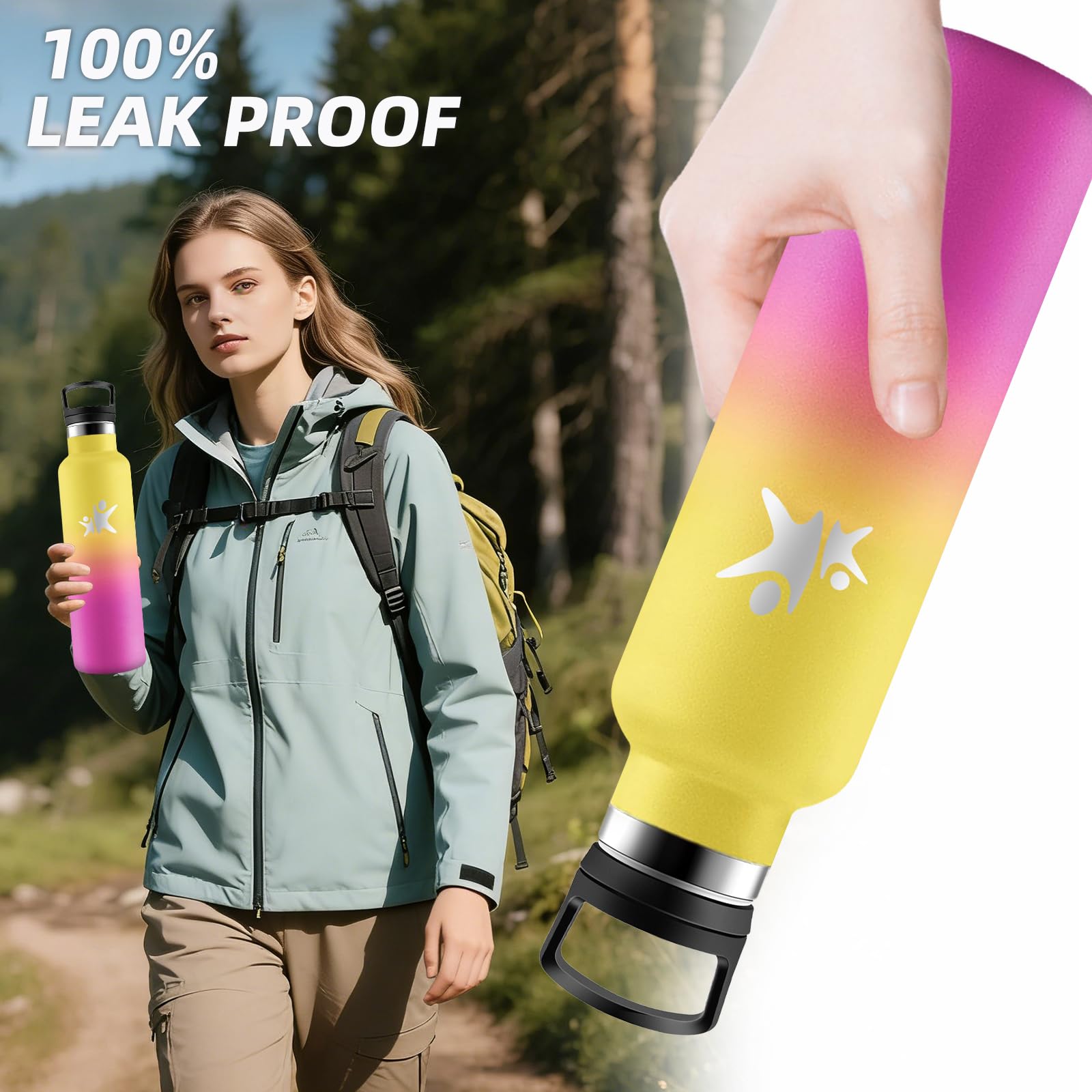 Borraccia Termica- Borraccia 1 litro- Bottiglia Termica Senza BPA- Con filtro e Cannuccia- Borracce Termiche- Mantiene Caldo per 12 Ore/Freddo 24 Ore, Borracce per Trekking, Sport, Ciclismo