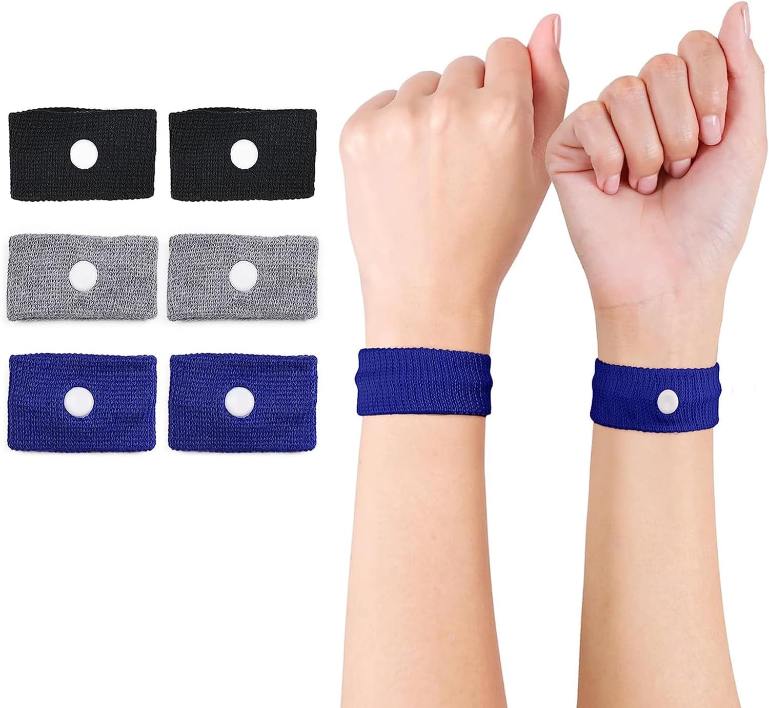 KMZ 3 Pairs Motion Sickness Wristbands, AntiNausea Acupressure