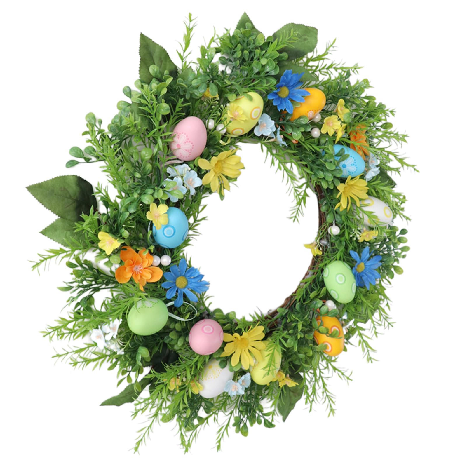 Kalttoy Beautiful Easters Eggs Wreath Colorful Artificial Flower Garlands Decoration for Spring Home Door and Porch Decors User Friendly Wreath