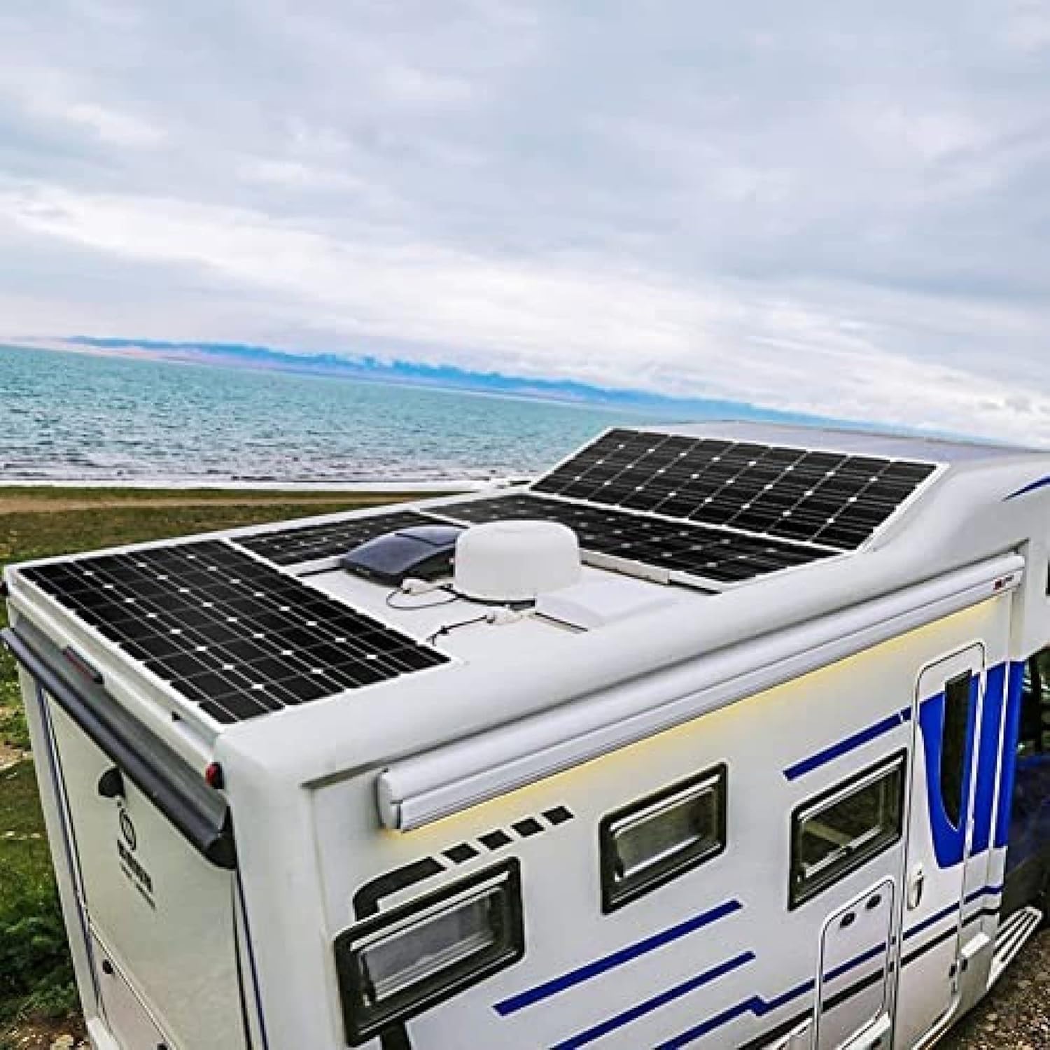 Panneau solaire monocristallin 400 W haute efficacité, chargeur d'alimentation hors réseau pour bateau, camping-car, toit, cabine, abri de jardin et autres applications