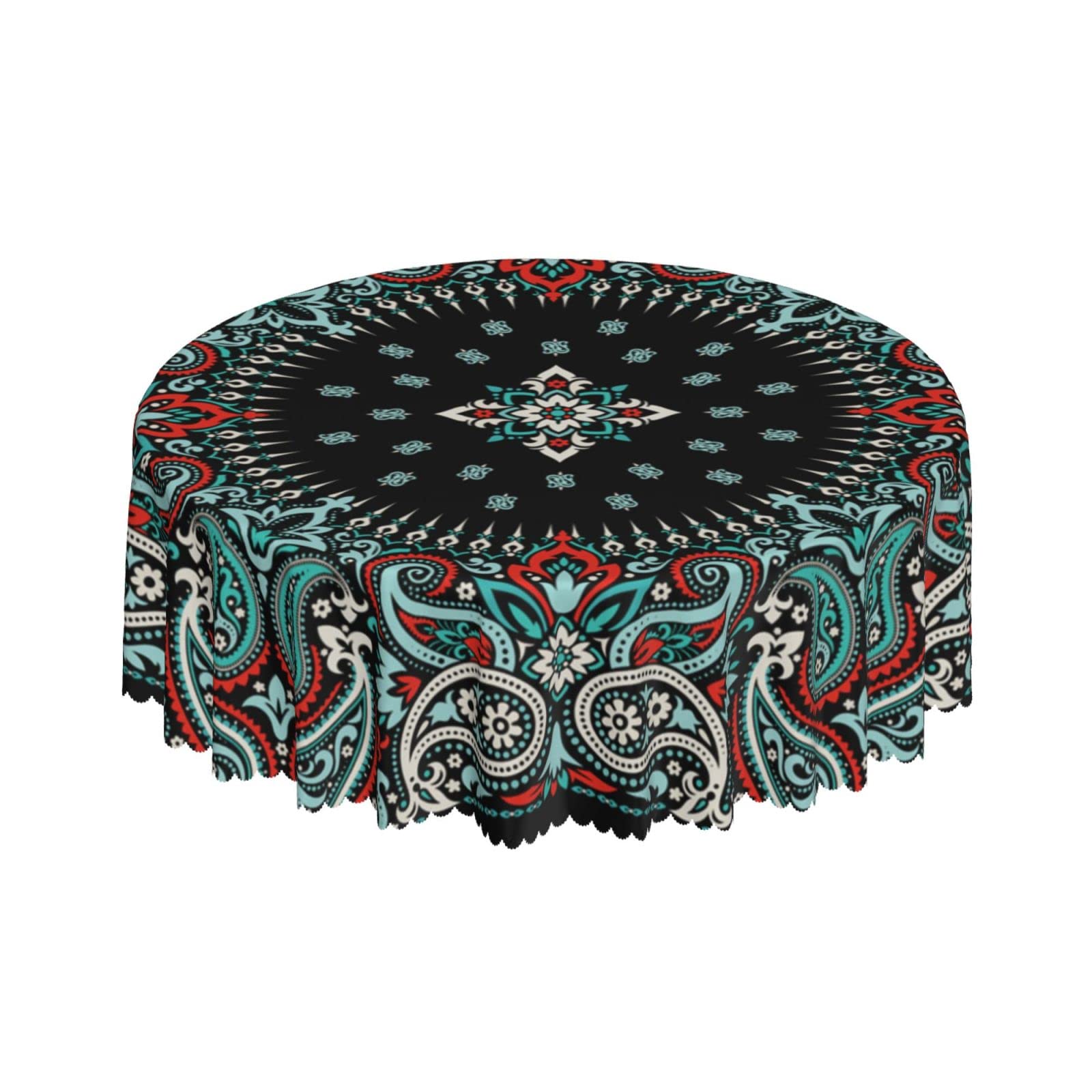 Lsjuee Paisley Vintage Textured Color Round Tablecloth 60 Inch Printed Washable Tablecloth for Dining Party Holiday Fall Home Decorative