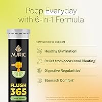 Vista 4 de Auric Flush365 efervescentes 40 tabletas de apoyo digestivo a base de hierbas con trifala, isabgol, aceite de ricino y senna Sabor miel a limón