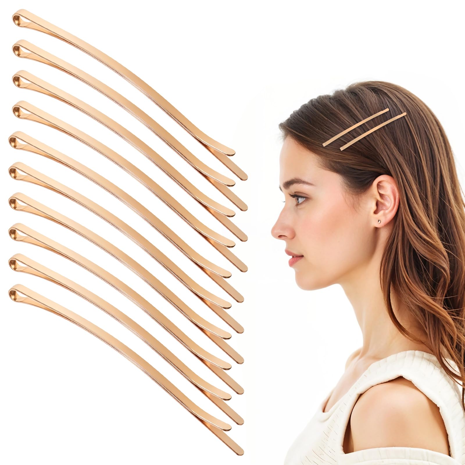 50 Gold Jumbo Bobby Pins Long Hair Pins for Women 3.34 Inch large bobby pins for thick hair, Reusable Non-Slip Pins for Long Updo Hair Style