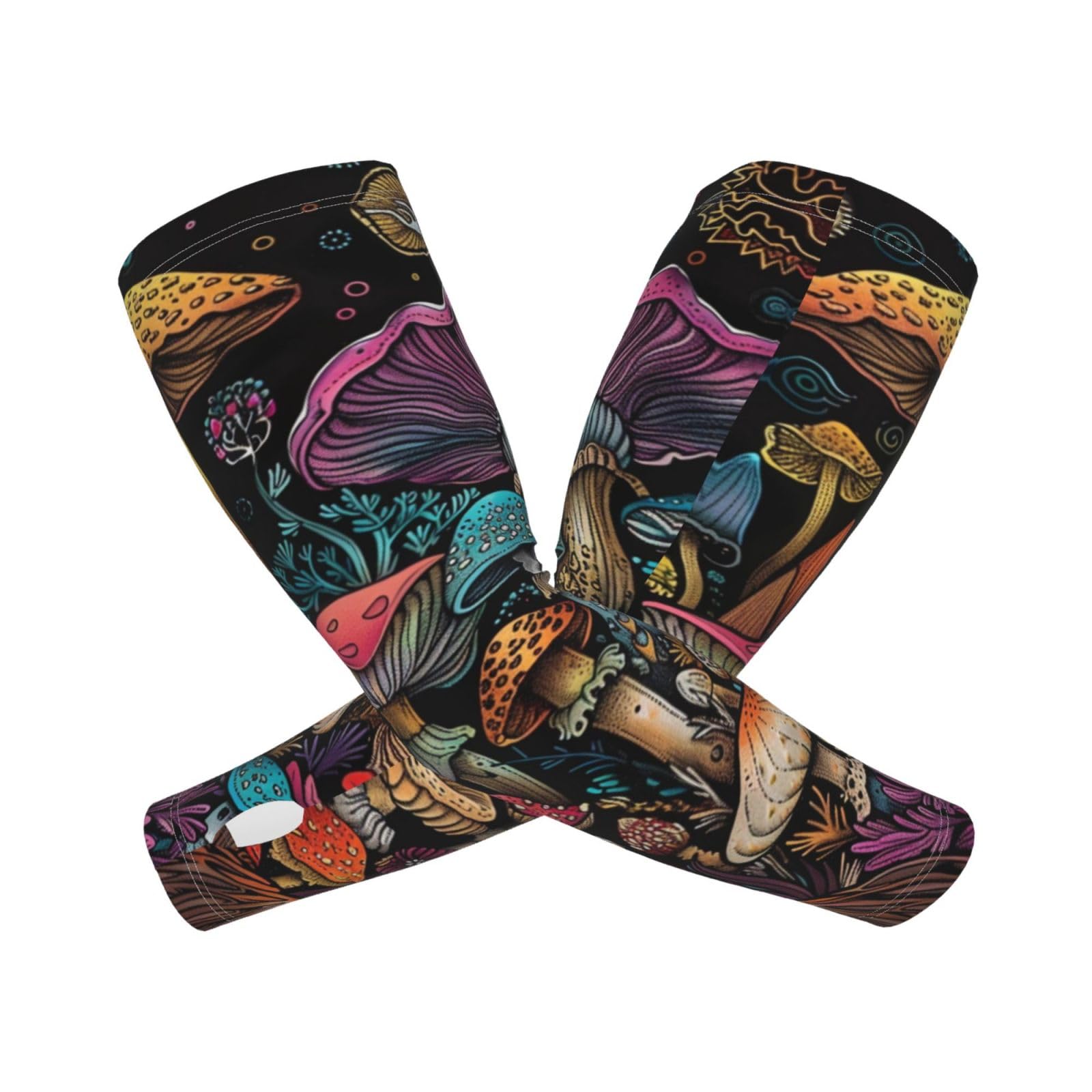 ANSGSD Vintage Botanical Mushrooms Gardening Sleeves With Thumb Hole For Women Men, Farm Sun Protection Thorn Proof Cooling Arm Sleeves To Cover Arms For Garden Sports