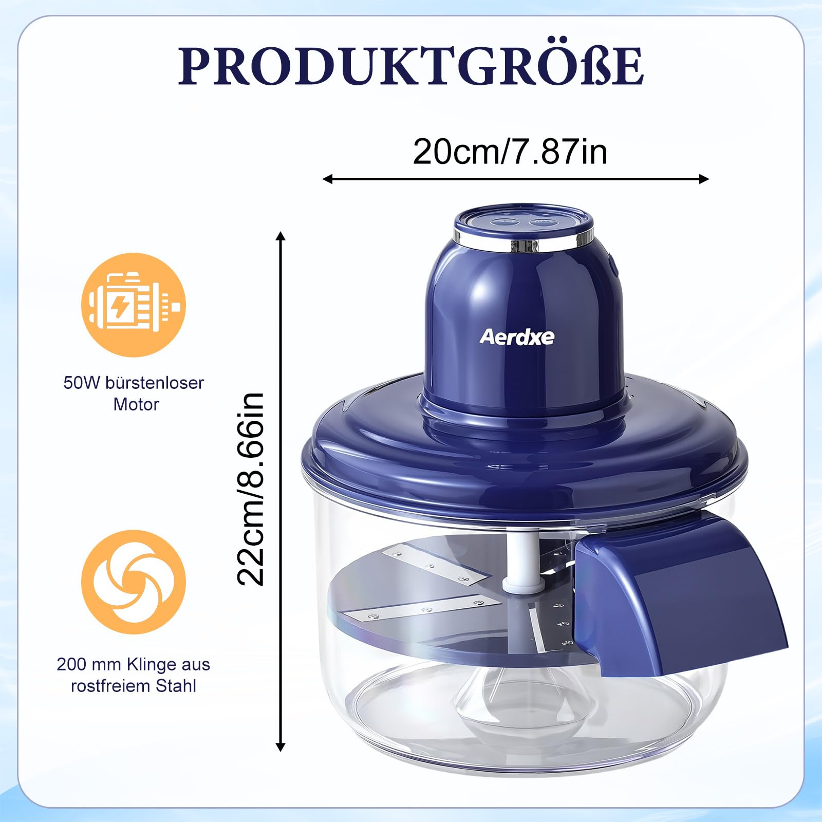 Sharplace Sparschäler Automatischer für Obst & Gemüse, Elektrischer Gemüseschäler, USB Recahrgeable Schälmaschine mit Scharfer Klinge Universal für Zuhause & Picknick, Trauben, Kirschen, Tomaten, Blau