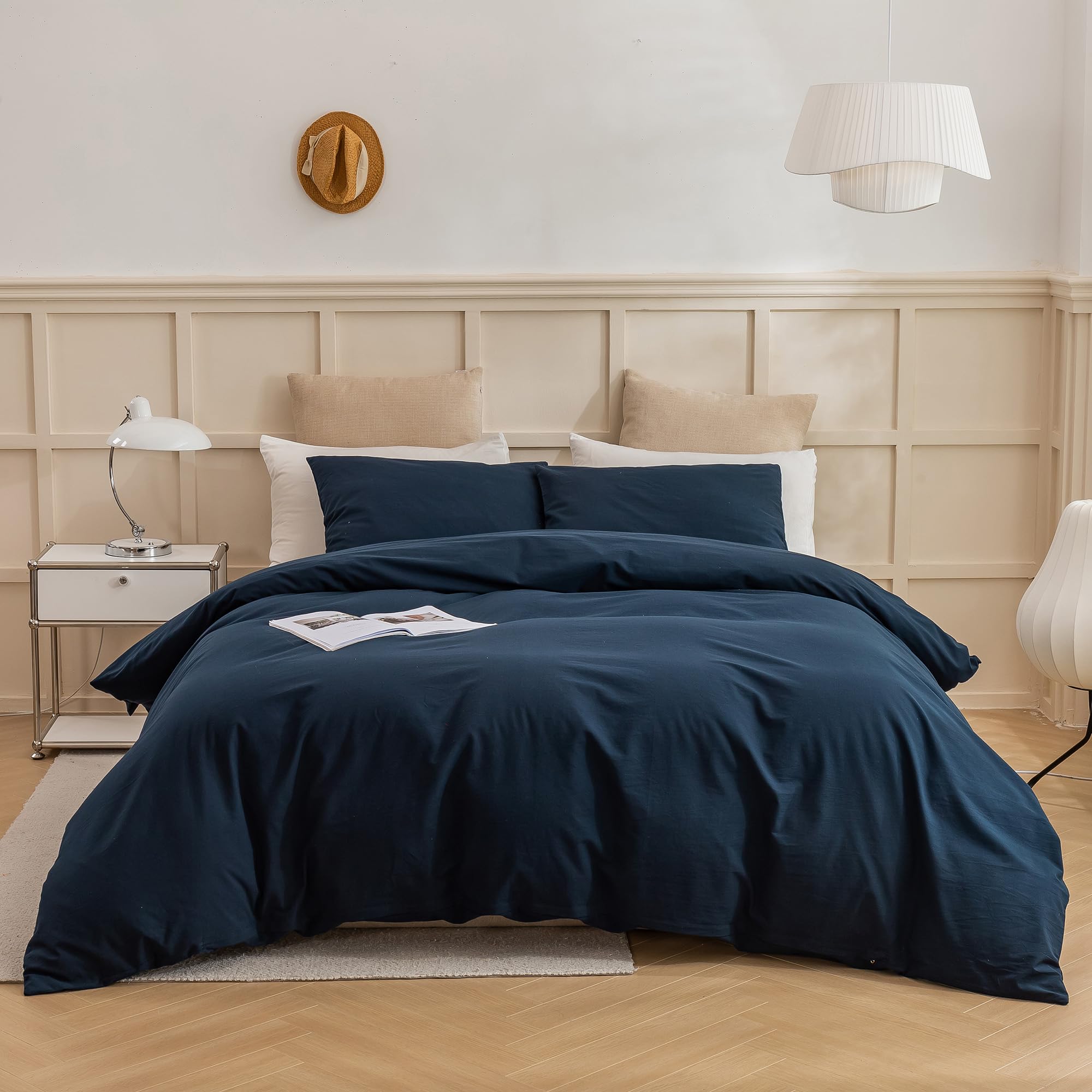Amazon.com: ECOCOTT Navy Blue Duvet Cover Oversized King Size