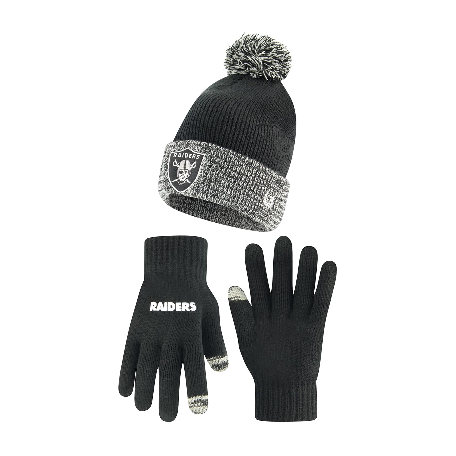Ultra Game NFL unisex-adult Super Soft Two Tone Winter Beanie Knit Hat With Extra Warm Touch Screen Gloves