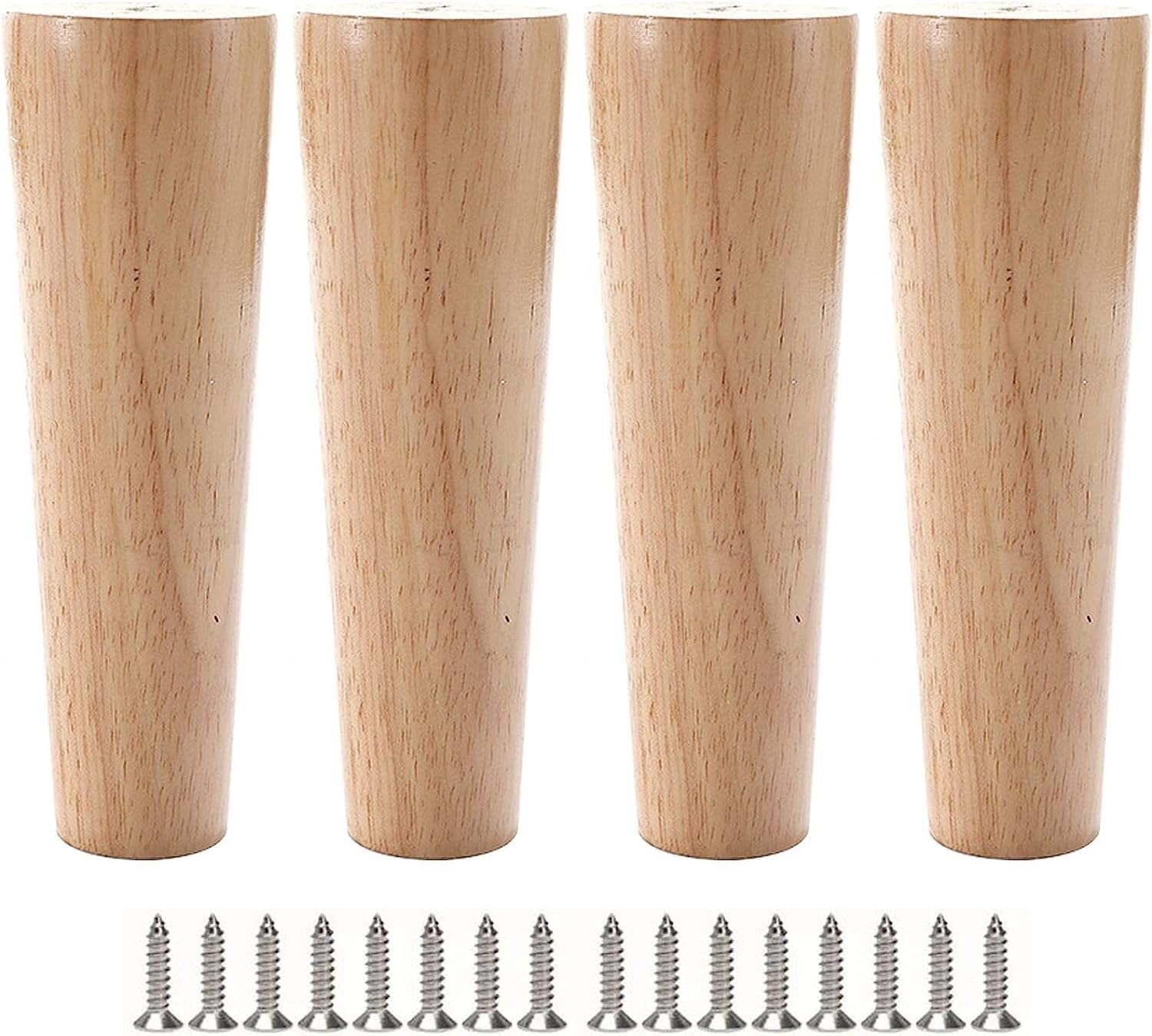 4 gambe in legno for divano con piastra di montaggio e viti(30cm/11.8in)