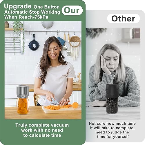 Miniatura 5 de M12 - Sellador al vacío eléctrico para tarros Mason de parada automática - Sellador al vacío de tarros inteligentes actualizado 2025 para tarros