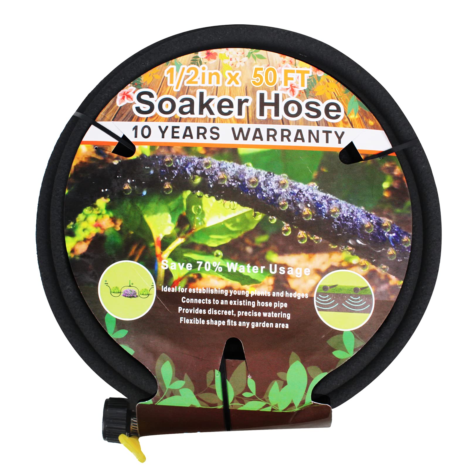 1/2’’ Soaker Hose for Garden 50 Ft, Heavy Duty Soaker Hose 50 ft for Raised Garden Beds, Garden Soaker Hoses for Foundation Watering Drip Hose Irrigation System (50 ft)