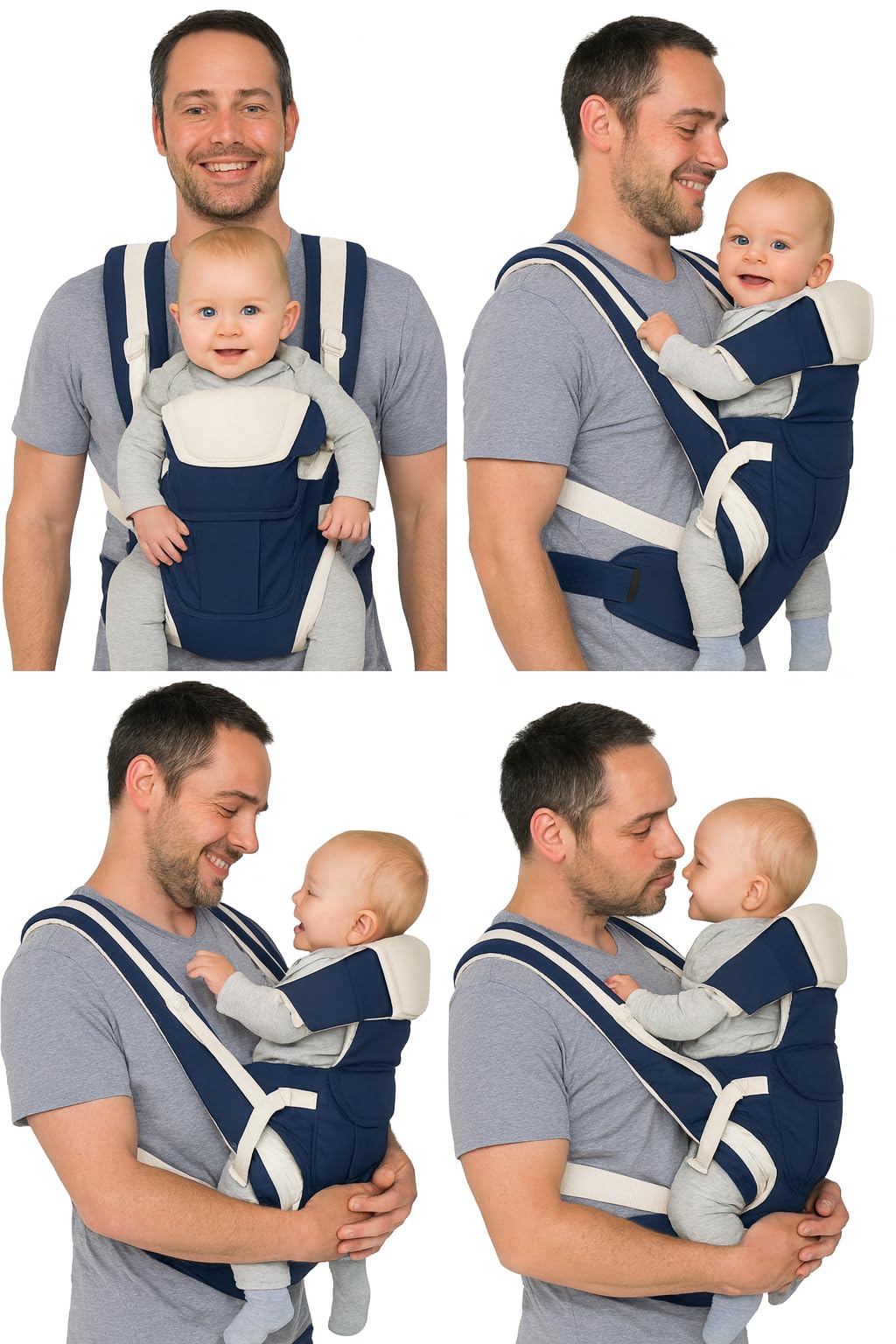 Baby Carrier Carry Bag Back & Front Facing with Waist Belt 0 to 24 Month (Navy Blue)