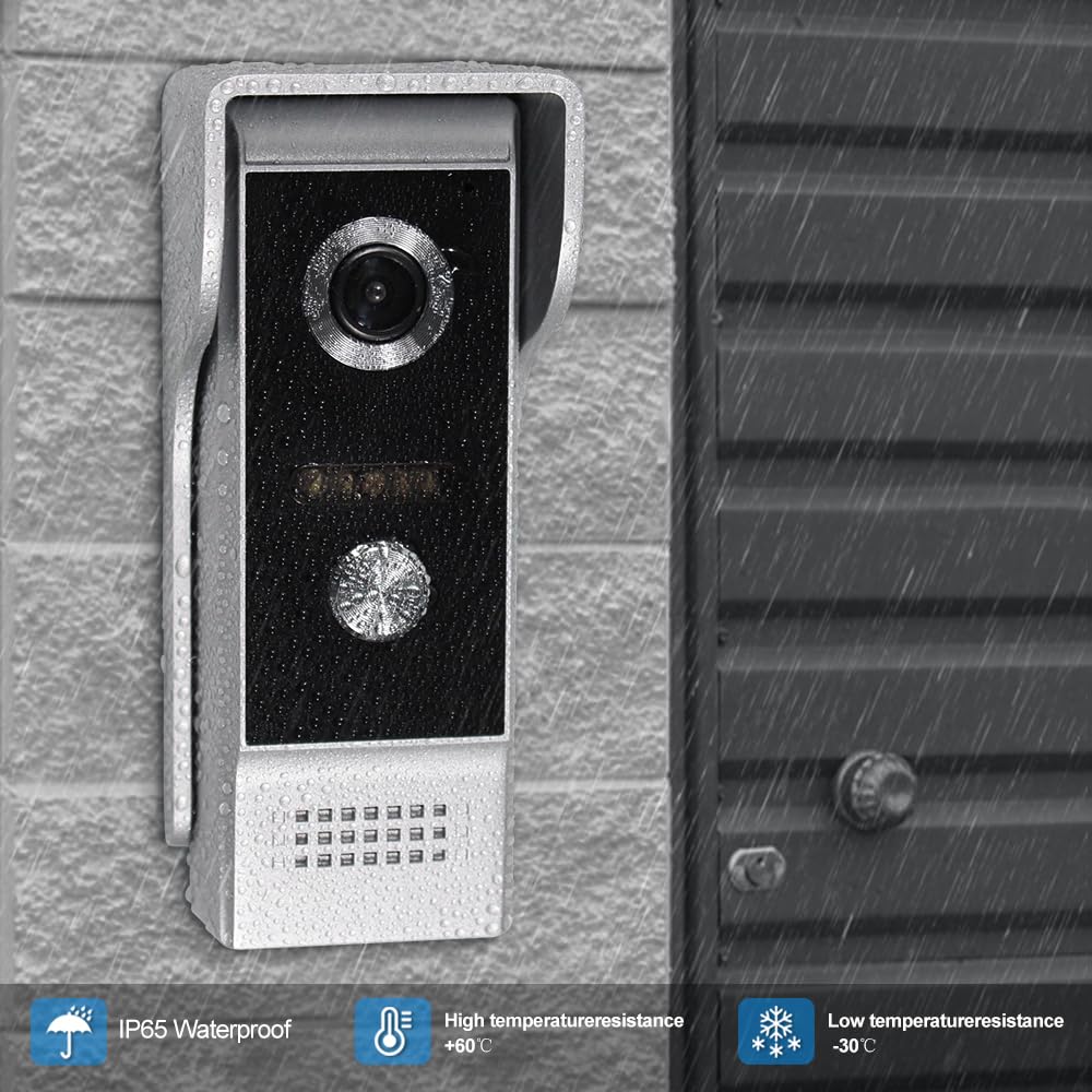 Videoportero WiFi 4 Hilos 1080P HD Timbre con Cámara Sistema de Intercomunicación con 7" Monitor Visión Nocturna Tuya App Desbloqueo Remoto