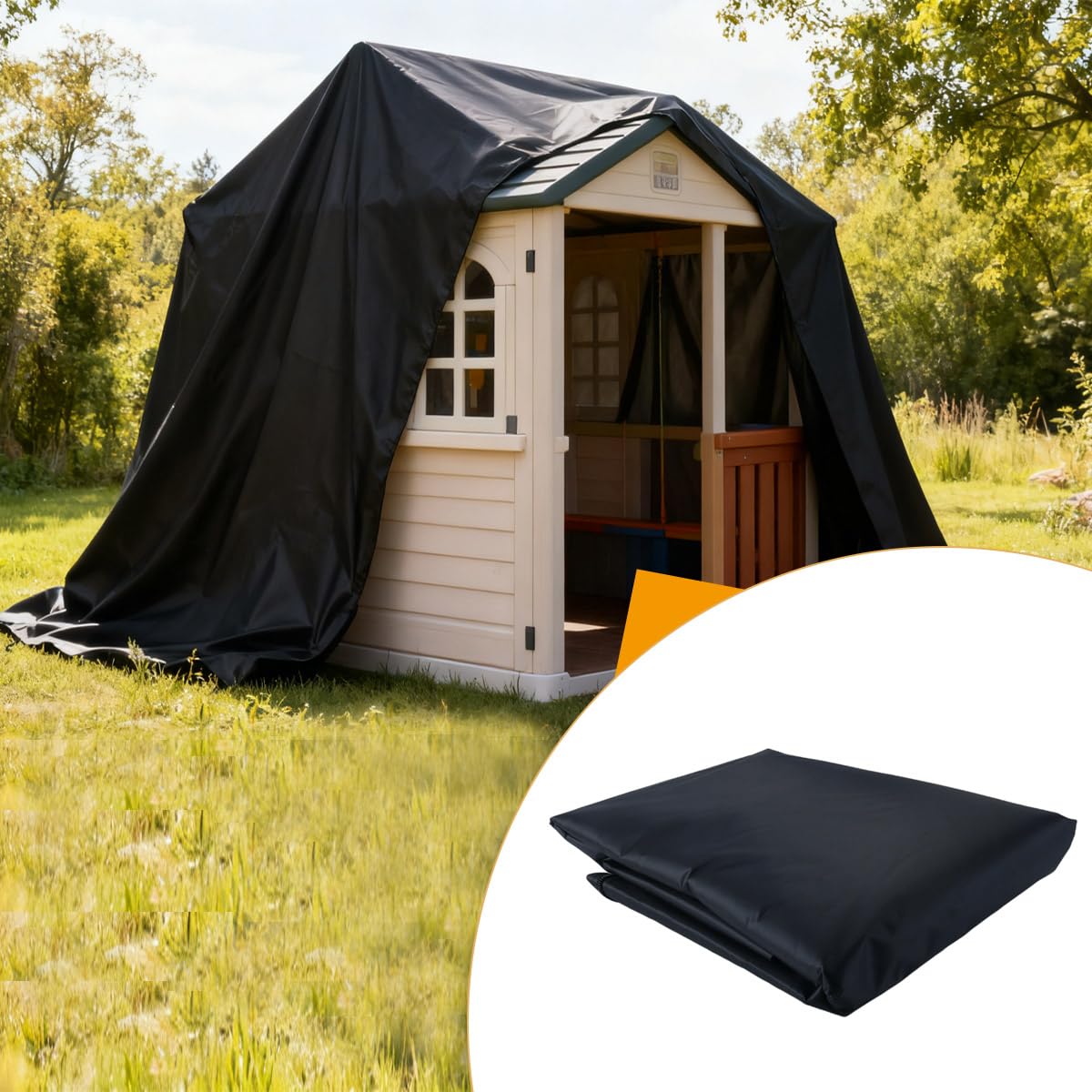 Housse de protection solaire imperméable 210D pour cabane de jeu extérieure – 145 x 145 x 160 cm