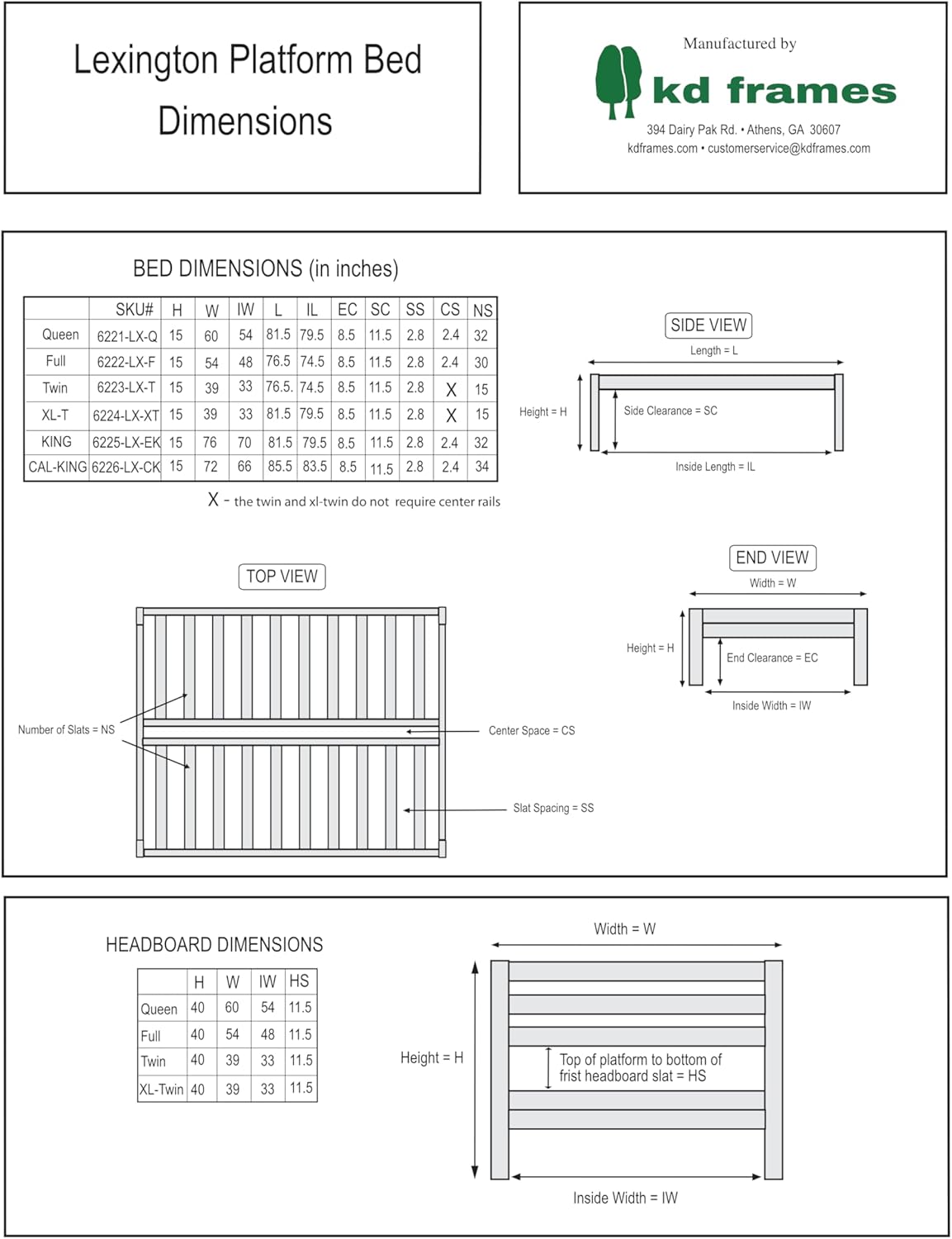KD Frames Lexington Platform Bed - King Bed Frame - Unfinished Wood Bed Frame - Natural, Minimalist Bed with Slatted Headboard - Easy Assembly, No Box Spring Needed - Solid Wood King Platform Bed