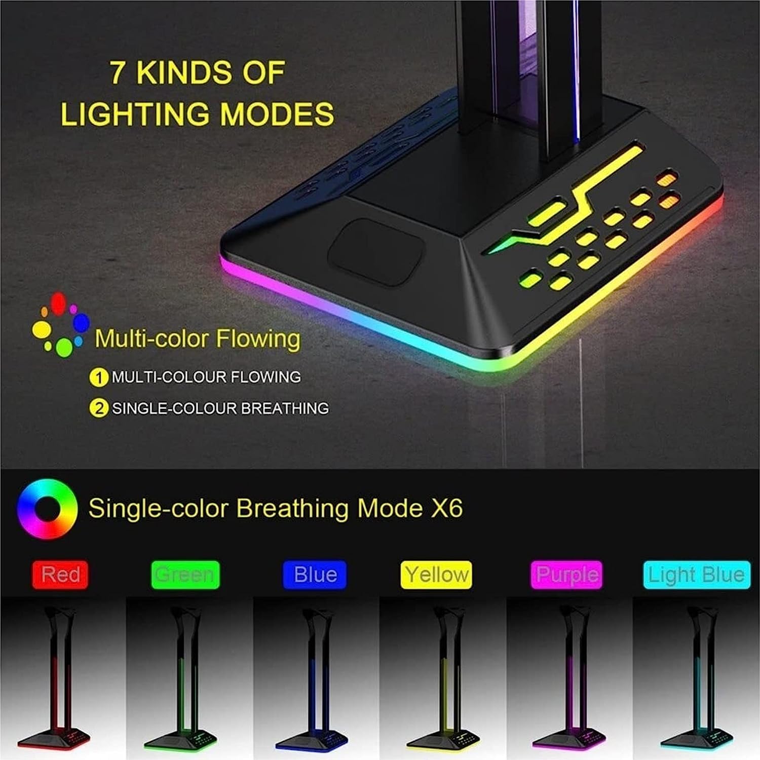 Nuovo Gaming Headset Holder RGB Cuffie Stand Type-C Ingresso Dual USB Supporto Cuffie per Scrivania Verticale Auricolare Basamento Supporto