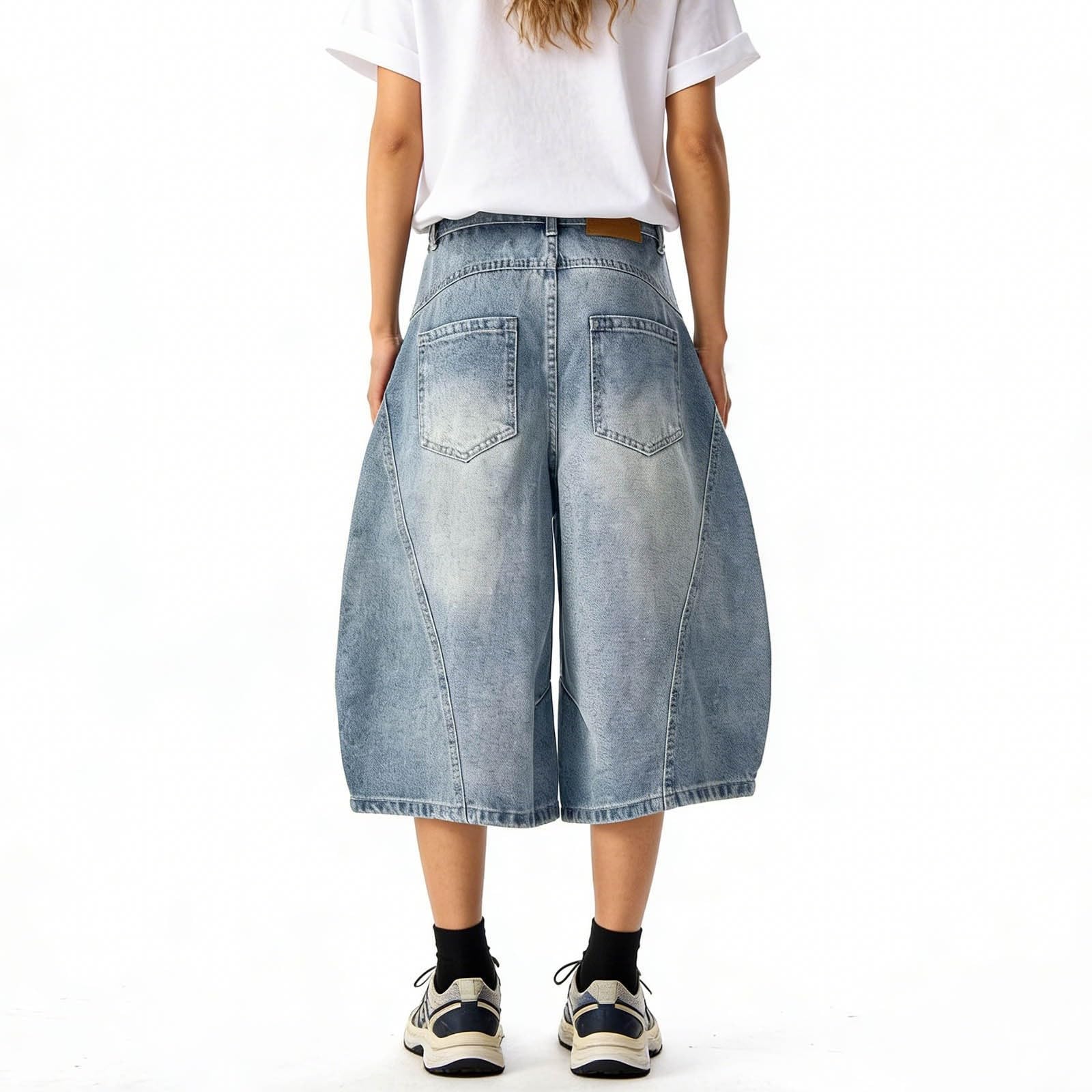 Jorts Donna Baggy Short Jeans Y2K Loere Denim Pantaloni Bermuda Pantaloncini Vintage Straight Leg Jeans Jeans Casual Lunghezza al ginocchio Pantaloncini con tasche Pantaloni svasati Hip Hop Streetwear