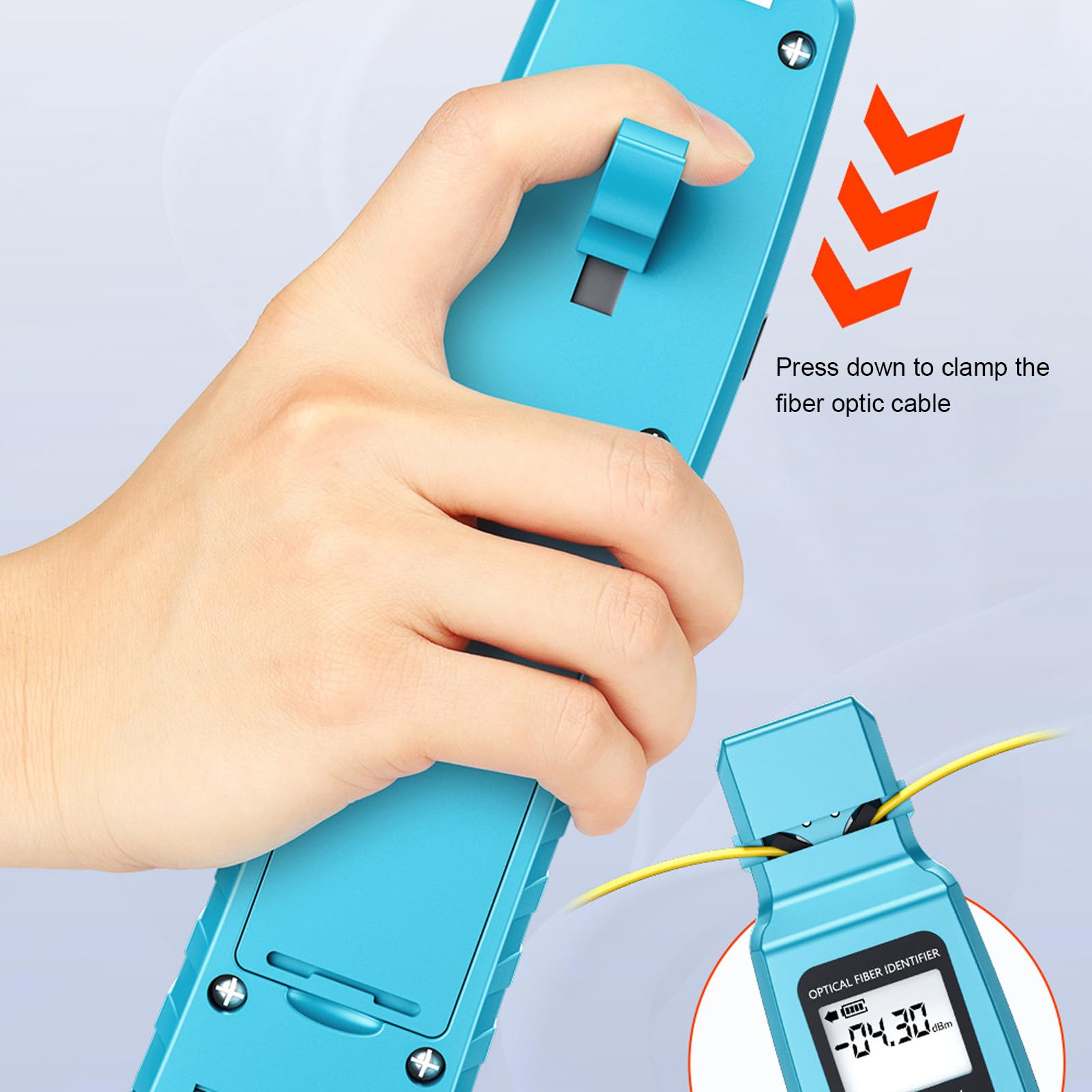 Optical Fiber Identifier, 850-1650nm Handheld Glasfasertester Netzwerktester Kabeltester, Wellenlänge 850–1650 nm, FTTH-Tester Leitungsfinder für Glasfaseridentifizierung
