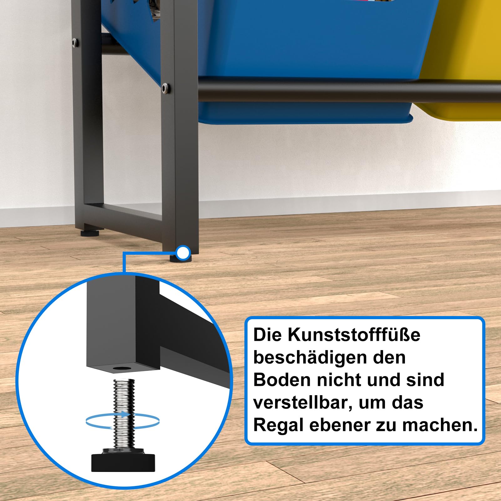 Getränkekistenregal für 6 Kisten, Trag. 300KG, Getränkeregal aus Metall, Kistenregal mit Höhenverstellbaren Kunststofffüßen, Getränkekistenhalter zur Platzersparnis, Schwarz