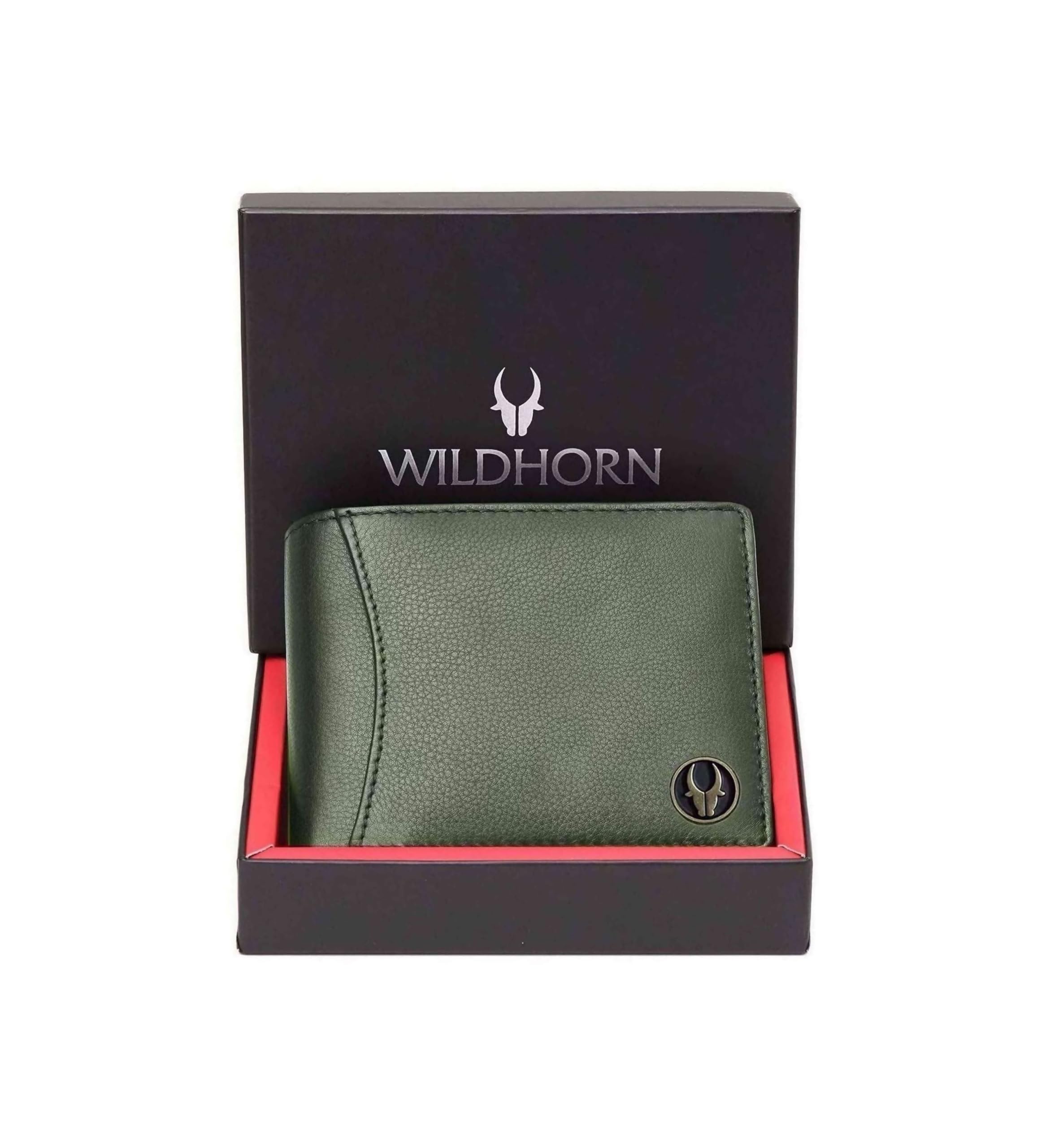 WildHorn RFID Protected Leather Wallet for Men,Green Print