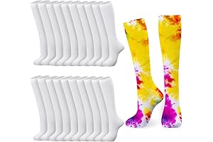 12 Pairs White Socks for Tie Dye