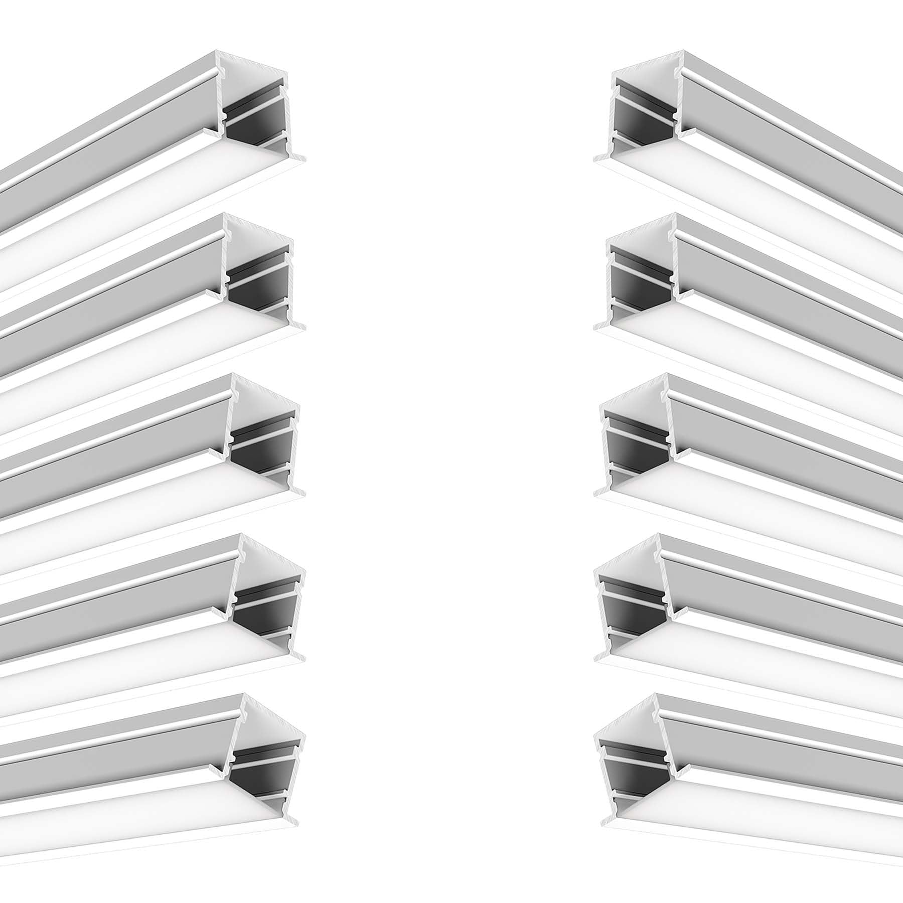 G.W.S® Recessed LED Profile, 10-Pack Aluminium Channel for LED Strip Light, 1 Metre 28mmx20mm (177-Y2820) — image 1