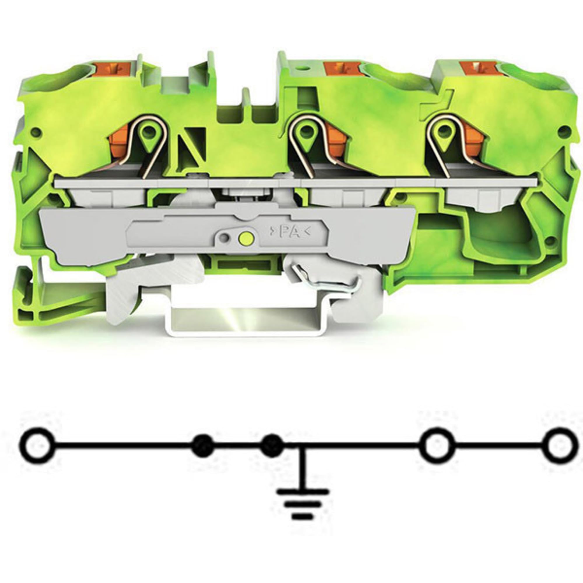 Wago X 2210-1307 3-Conductor Ground Terminal Block With Push Button 10 Mm Green-Yellow