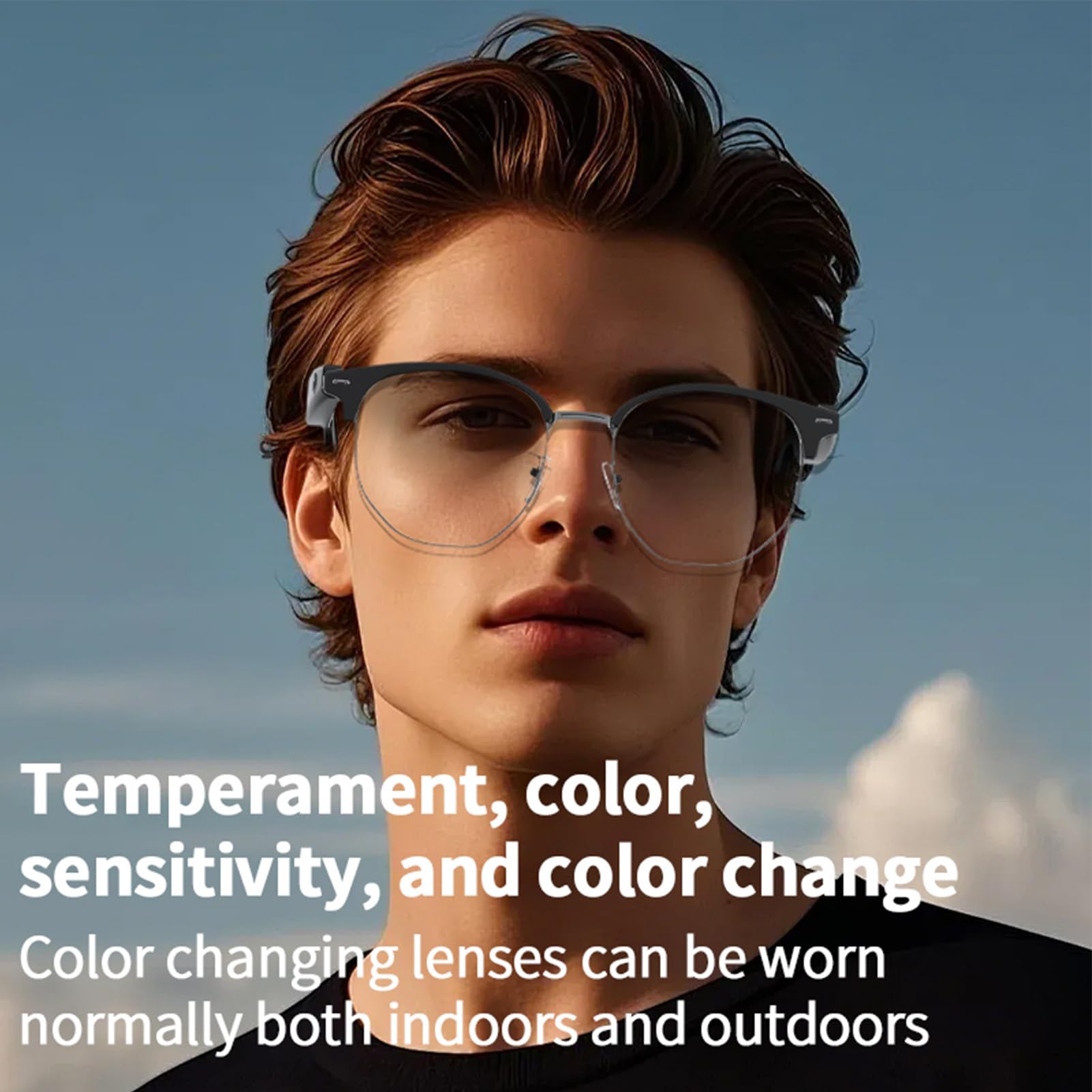 Occhiali Intelligenti per Uomo e Donna, Prevengono la Luce Blu Occhiali Intelligenti BT 5.4 con Altoparlante e Microfono e Controllo Vocale per la Guida Musicale All'aperto