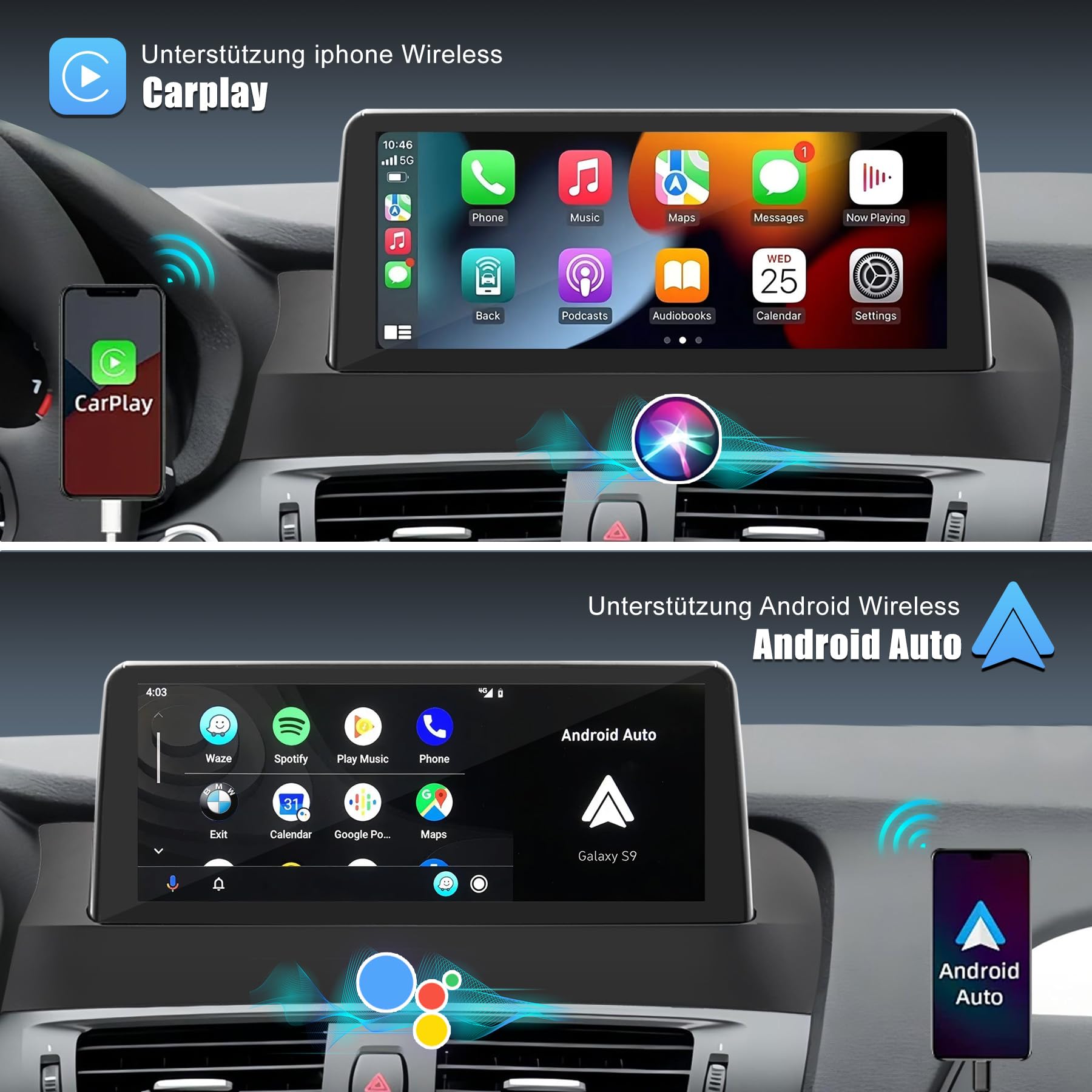 Autoradio für BMW X3/X4 F25/F26 2014–2016 NBT Sys mit CarPlay/Android Auto | Original-OEM Beibehalten, Bluetooth, Navi, FM, WLAN, DSP, Lenkradsteuerung, 4+64GB Android Auto Radio 10,25 Zoll Touchscreen