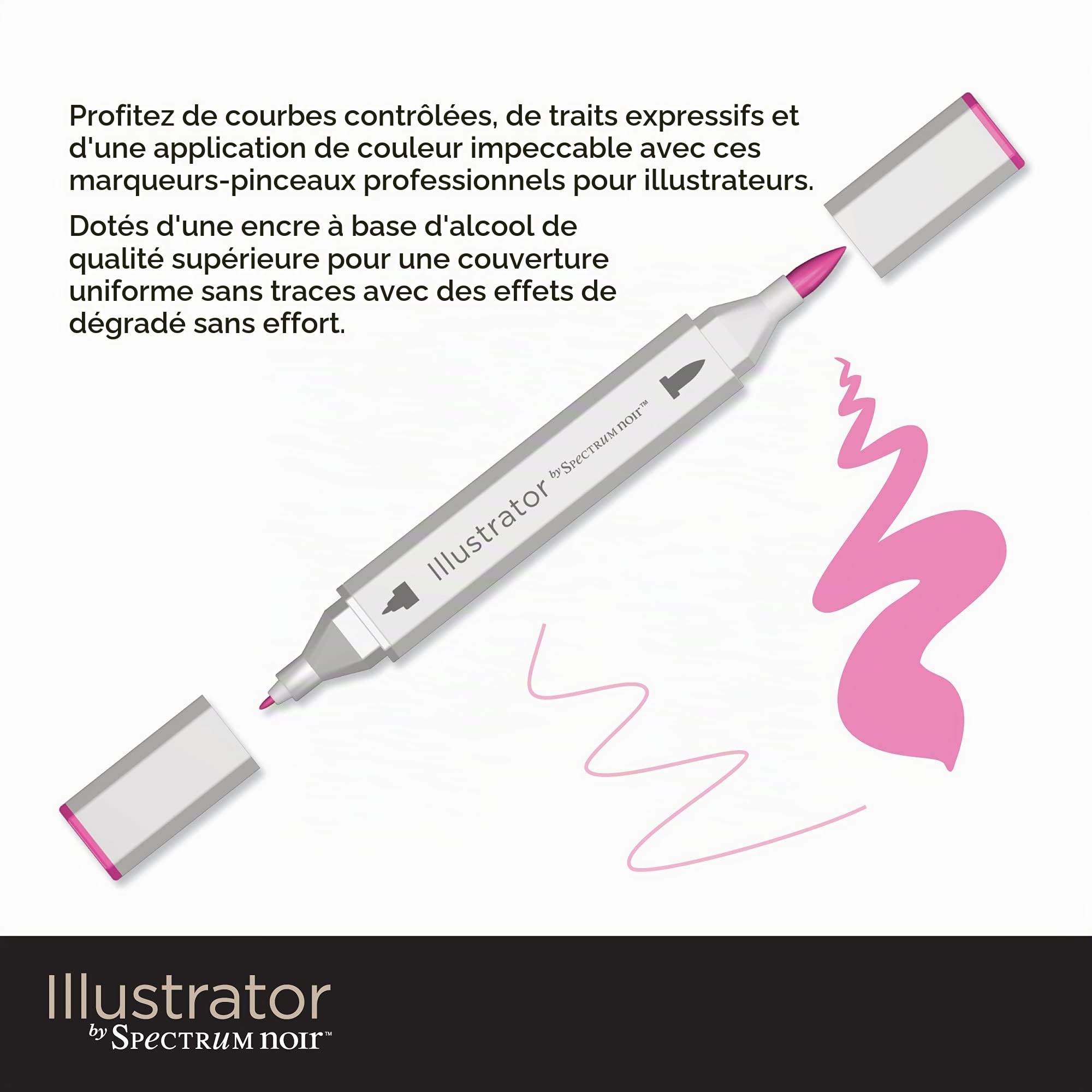 Crafter's Companion Spectrum Noir Illustrator Lot de 36 marqueurs à base d'alcool à double pointe avec pointes japonaises – Parfait pour le coloriage, le dessin et l'illustration