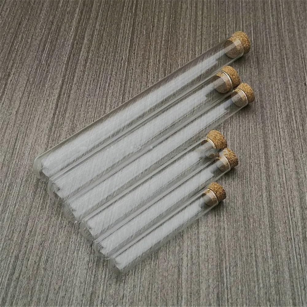 Attrezzature e forniture di laboratorio 50 pz/lotto DIA 12mm 13mm 15mm 18mm Tubo di vetro trasparente da laboratorio con tappo sughero Contenitore for fiale a fondo tondo Forniture