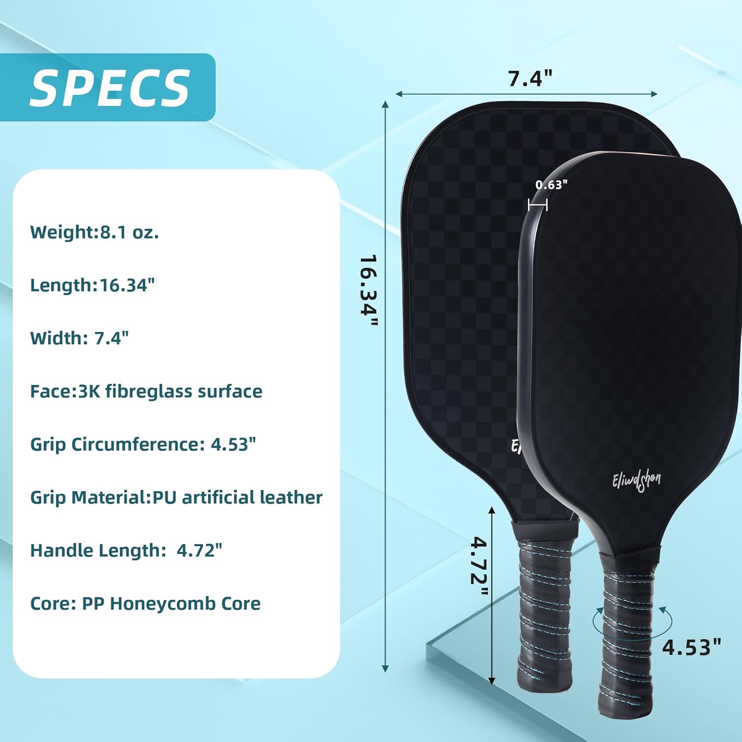 Pickleball Paddles Set of 4, Fibreglass Pickle-Ball Equipment with 4 Pickleballs, 4 Rackets and Bag, Meets USAPA Standards, 13MM Polypropylene Honeycomb Core Rackets for Men, Women, Kids