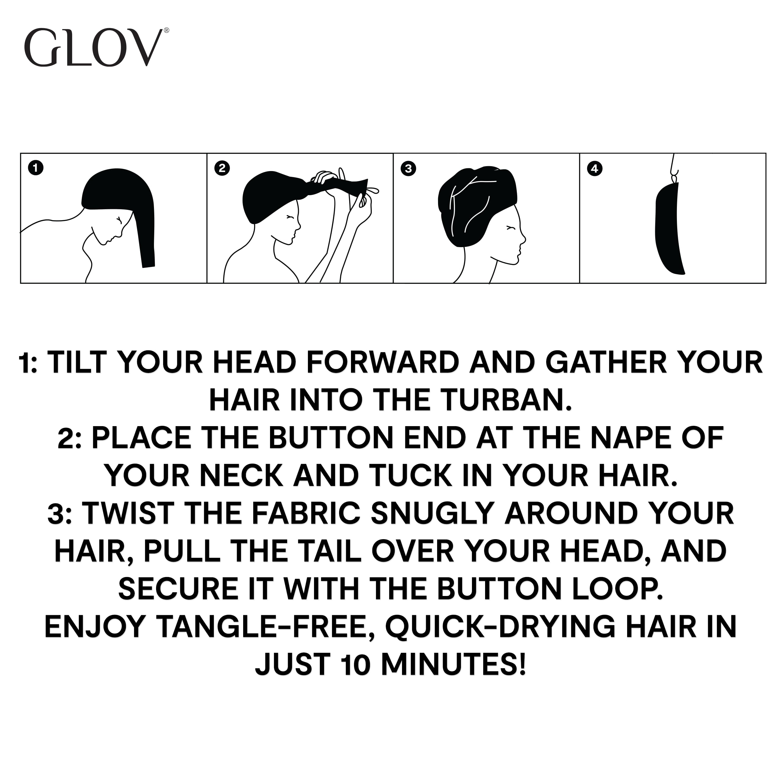 Glov Turbante in Microfibra Asciugamano Seta Capelli per Asciugatura Rapida e Delicata Ideale per Capelli Ricci e Lisci Design Ergonomico Leggero Uso Quotidiano