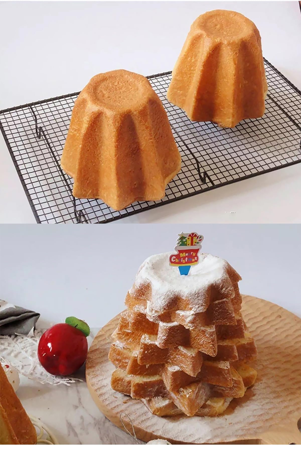 Nieprzywierająca ośmiokątna forma do ciasta, 2-pak małych muffinek do pieczenia do samodzielnego wykonania choinki w kształcie wulkanu sake