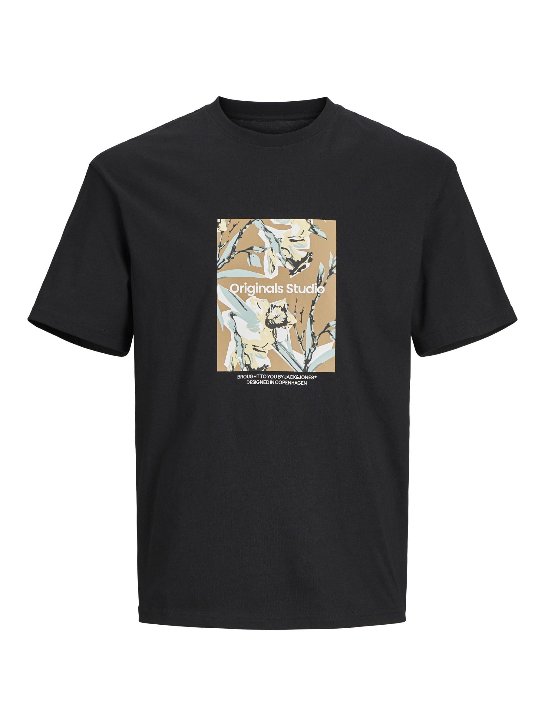 JACK & JONES Jorsequoia Tee SS Crew Neck, Black, L